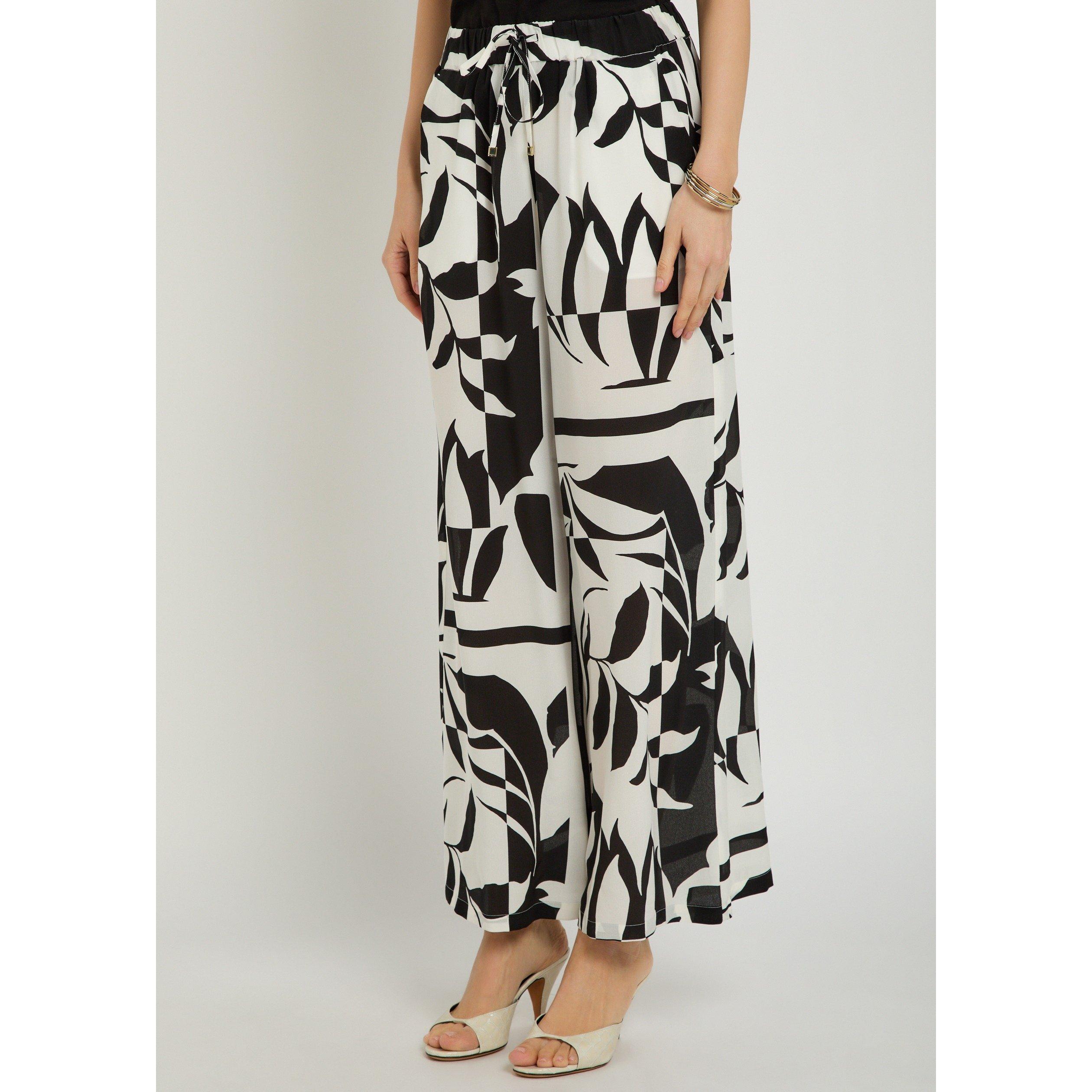 BLACK AND OTHER - Max Mara - Women's Cropped Silk Print Palazzo Trousers - 2