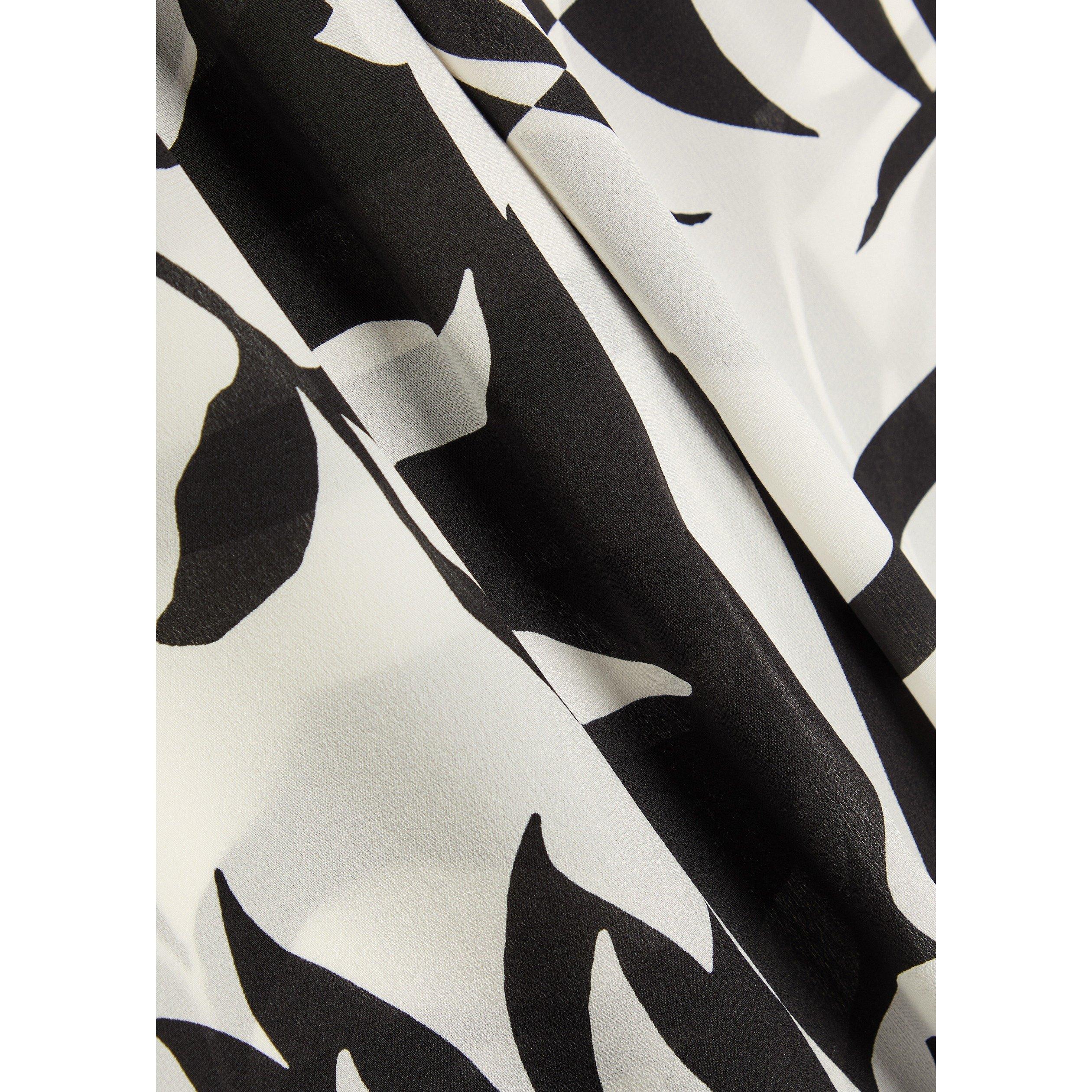 BLACK AND OTHER - Max Mara - Women's Cropped Silk Print Palazzo Trousers - 4