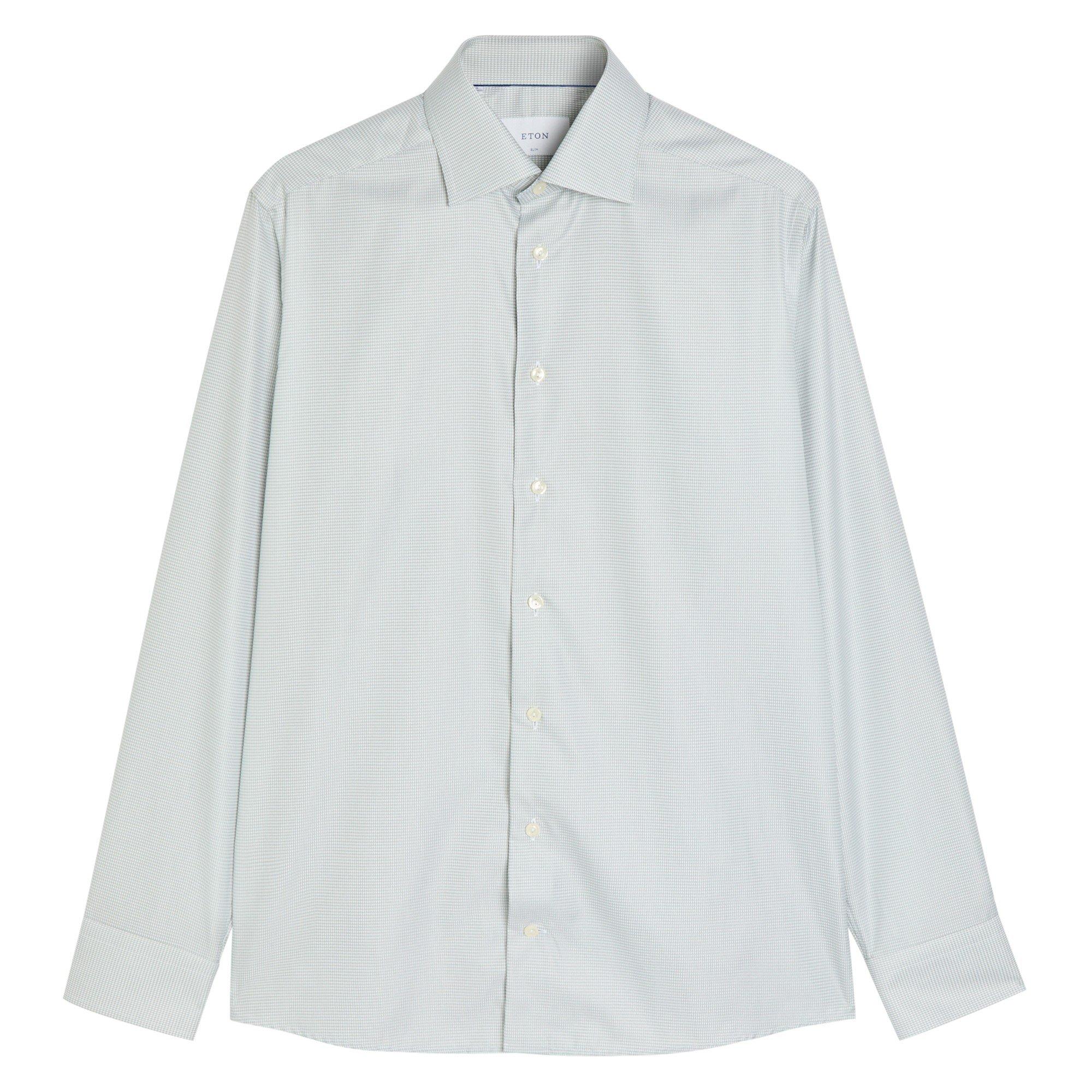 LIGHT GREEN - Eton - ETON SHRT LS SIG TWILL HNDSTTH