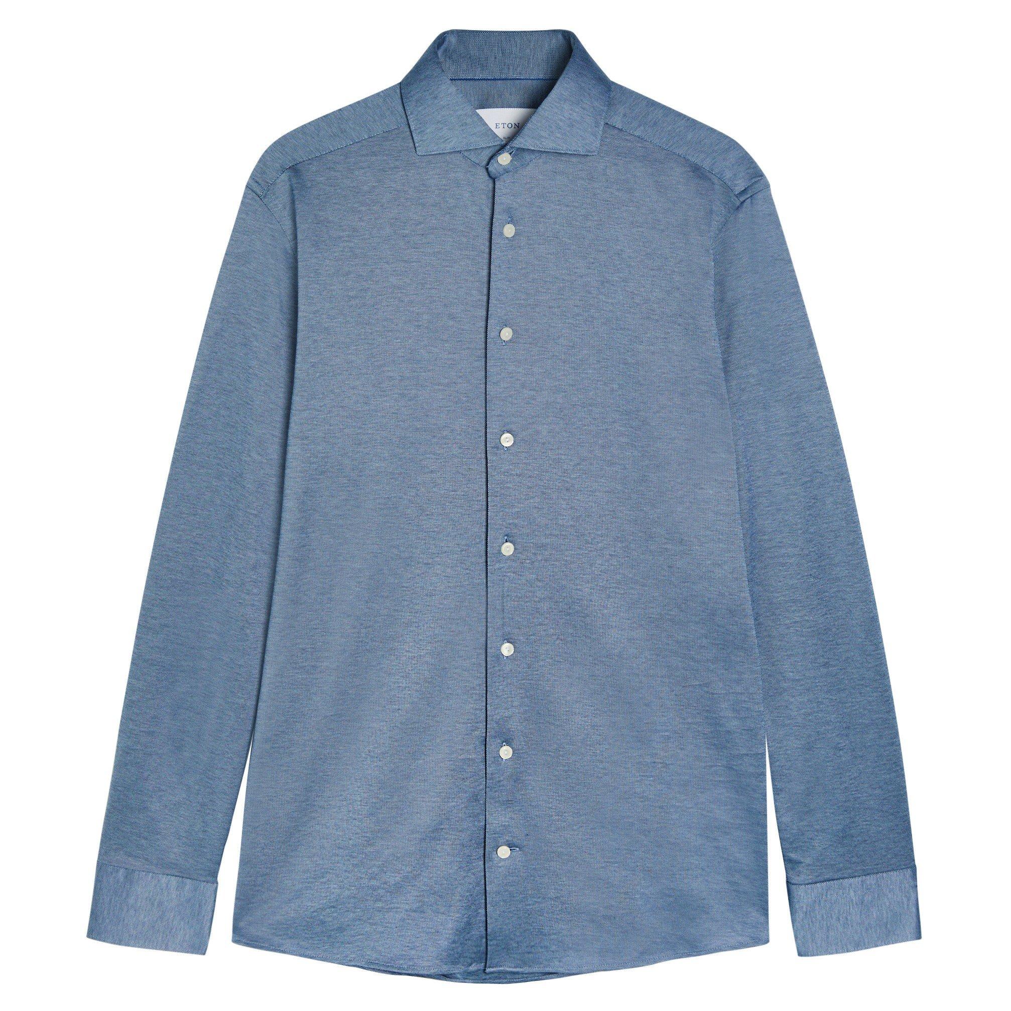DARK BLUE - Eton - ETON SHRT LS KNIT FILO