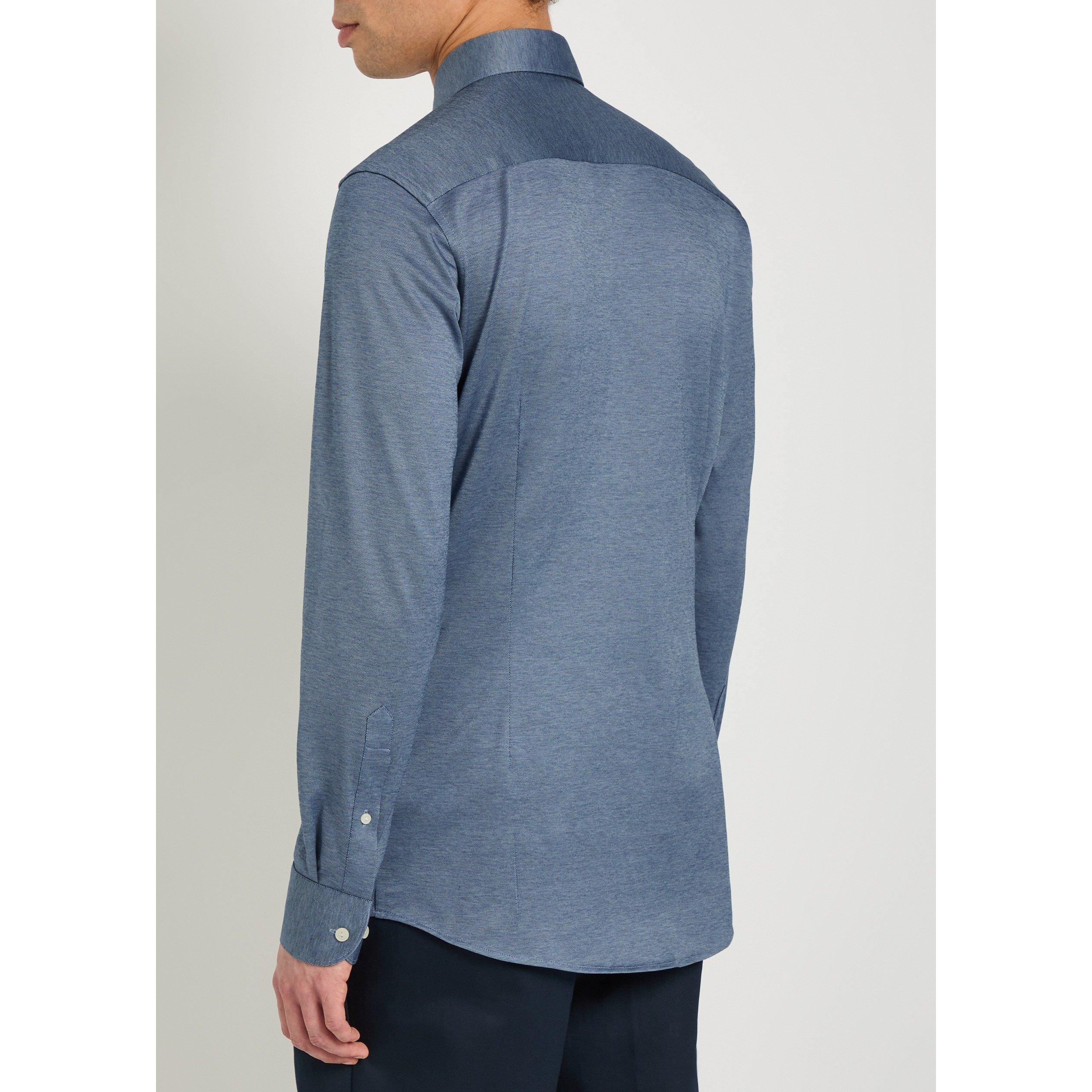 DARK BLUE - Eton - Men's Filo Knit Slim-Fit Shirt - 3