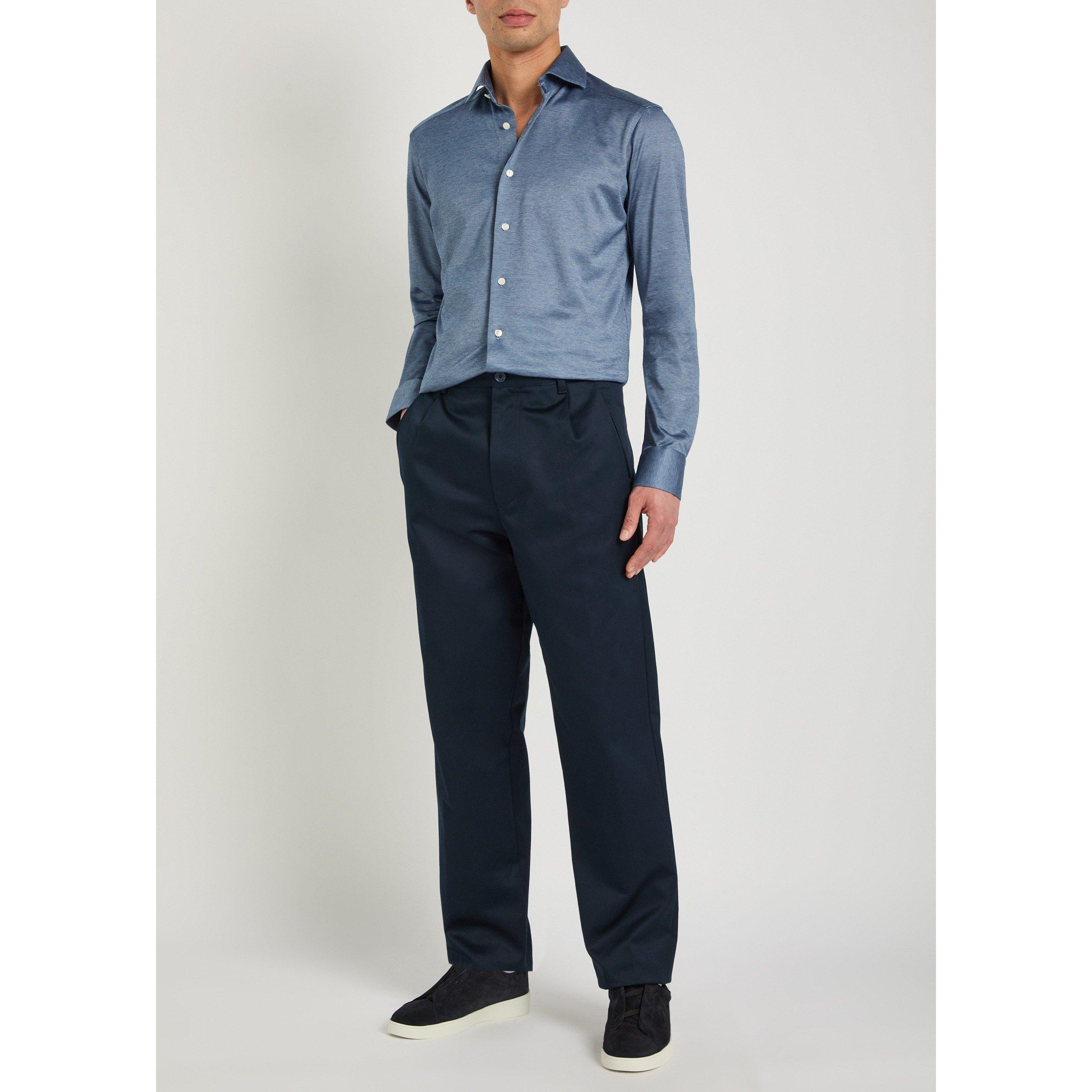 DARK BLUE - Eton - Men's Filo Knit Slim-Fit Shirt - 5