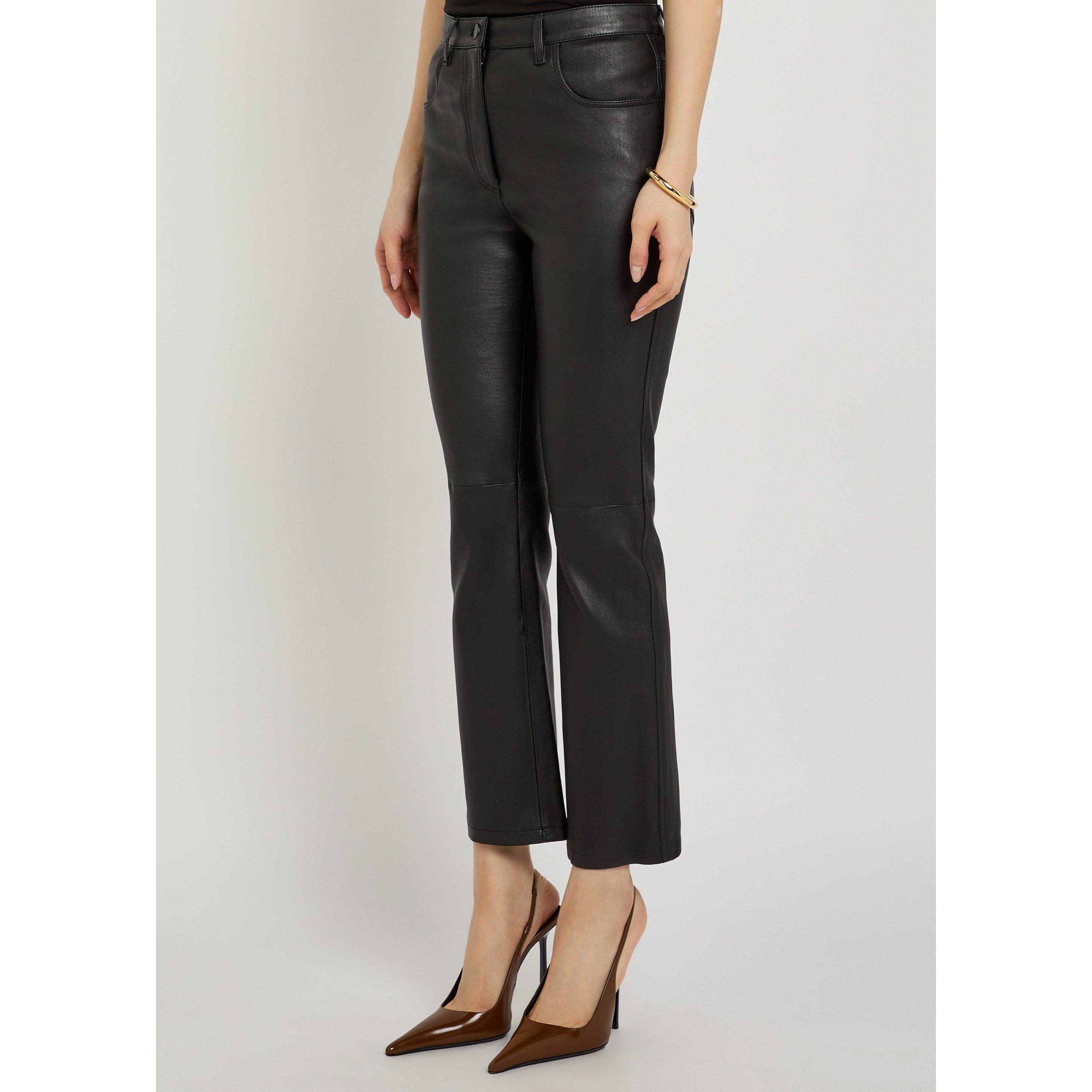BLACK - Joseph - Women's Duke Cropped Leather Trousers - 2