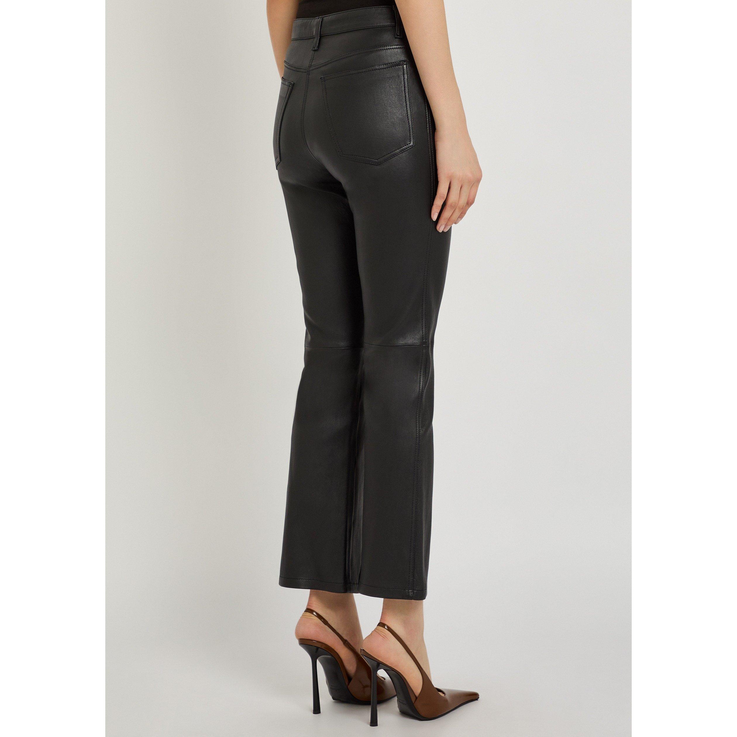 BLACK - Joseph - Women's Duke Cropped Leather Trousers - 3