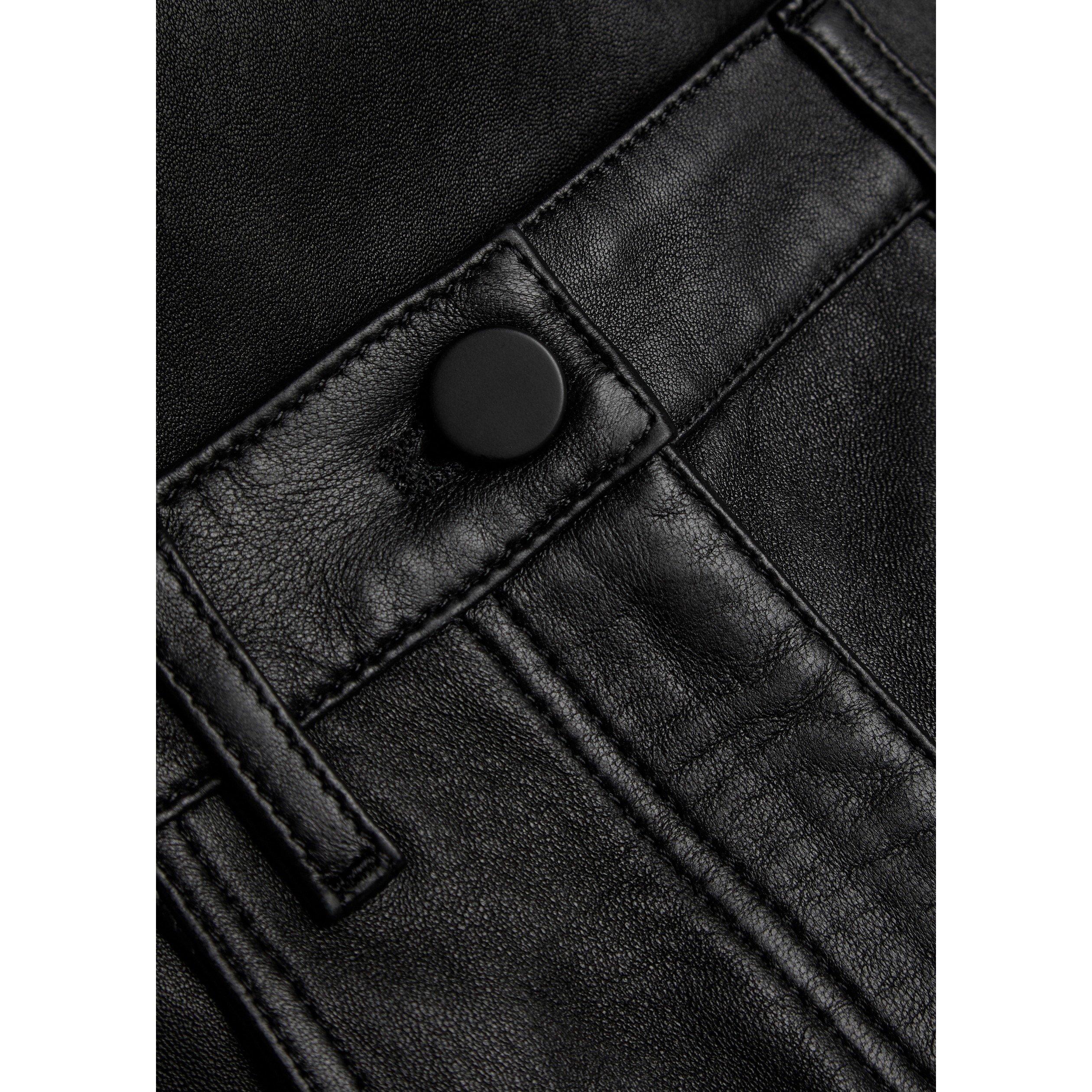 BLACK - Joseph - Women's Duke Cropped Leather Trousers - 4