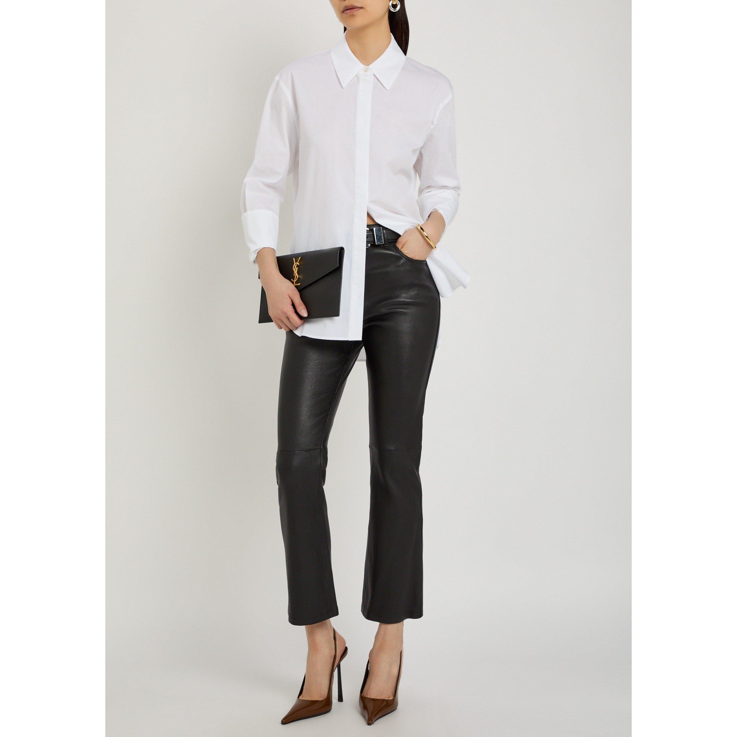 BLACK - Joseph - Women's Duke Cropped Leather Trousers - 5