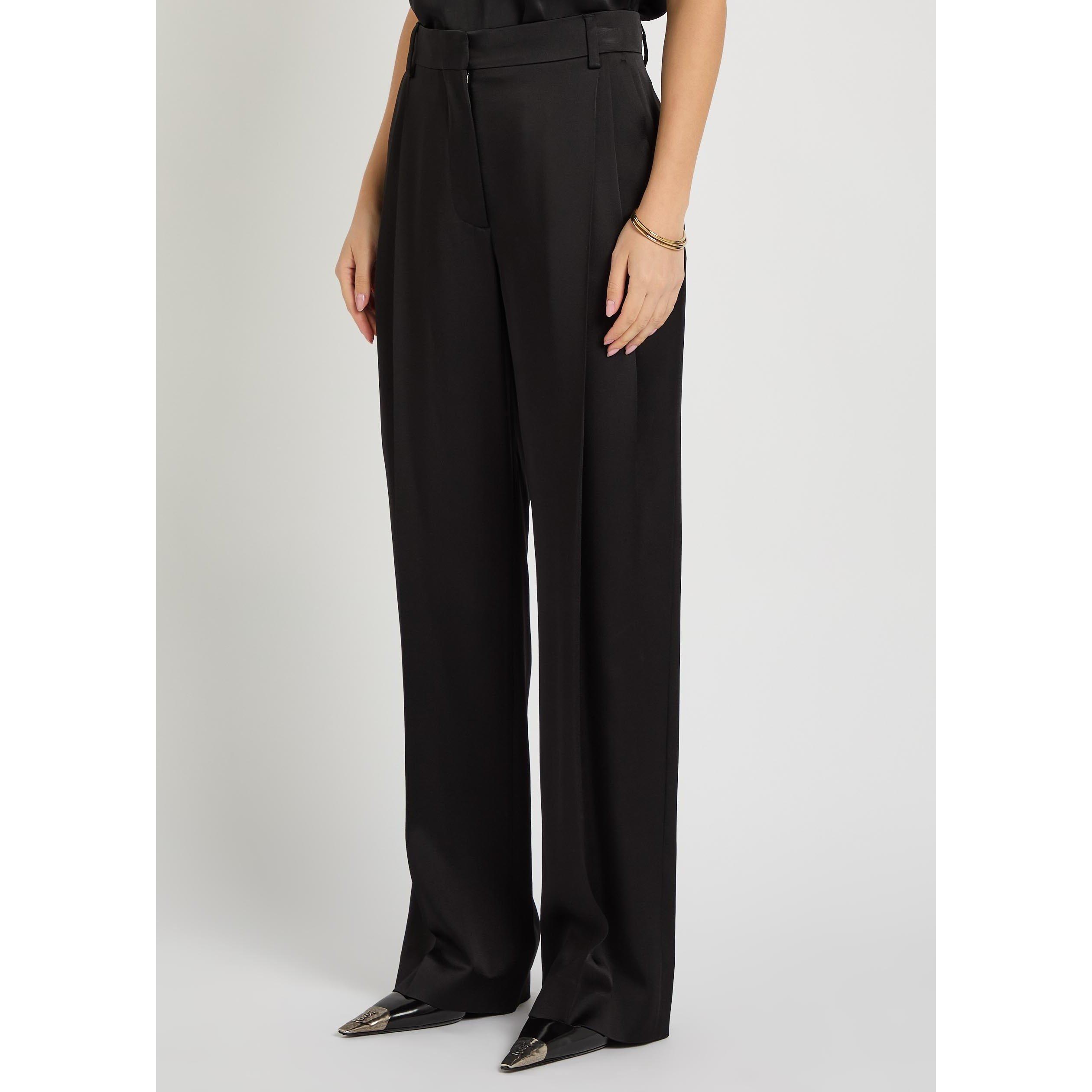 BLACK - Stella McCartney - Pleated Straight Satin Pants - 2