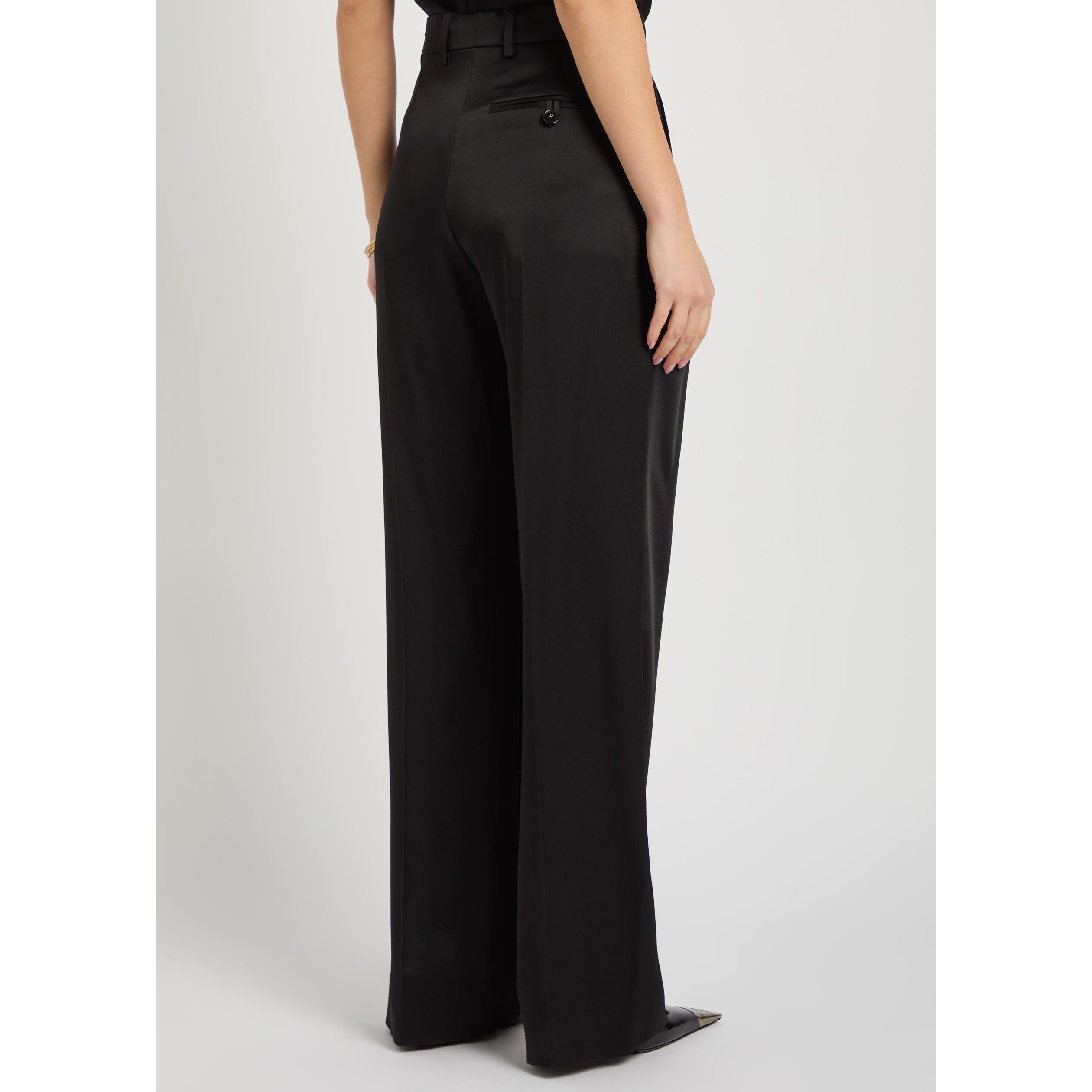 BLACK - Stella McCartney - Pleated Straight Satin Pants - 3