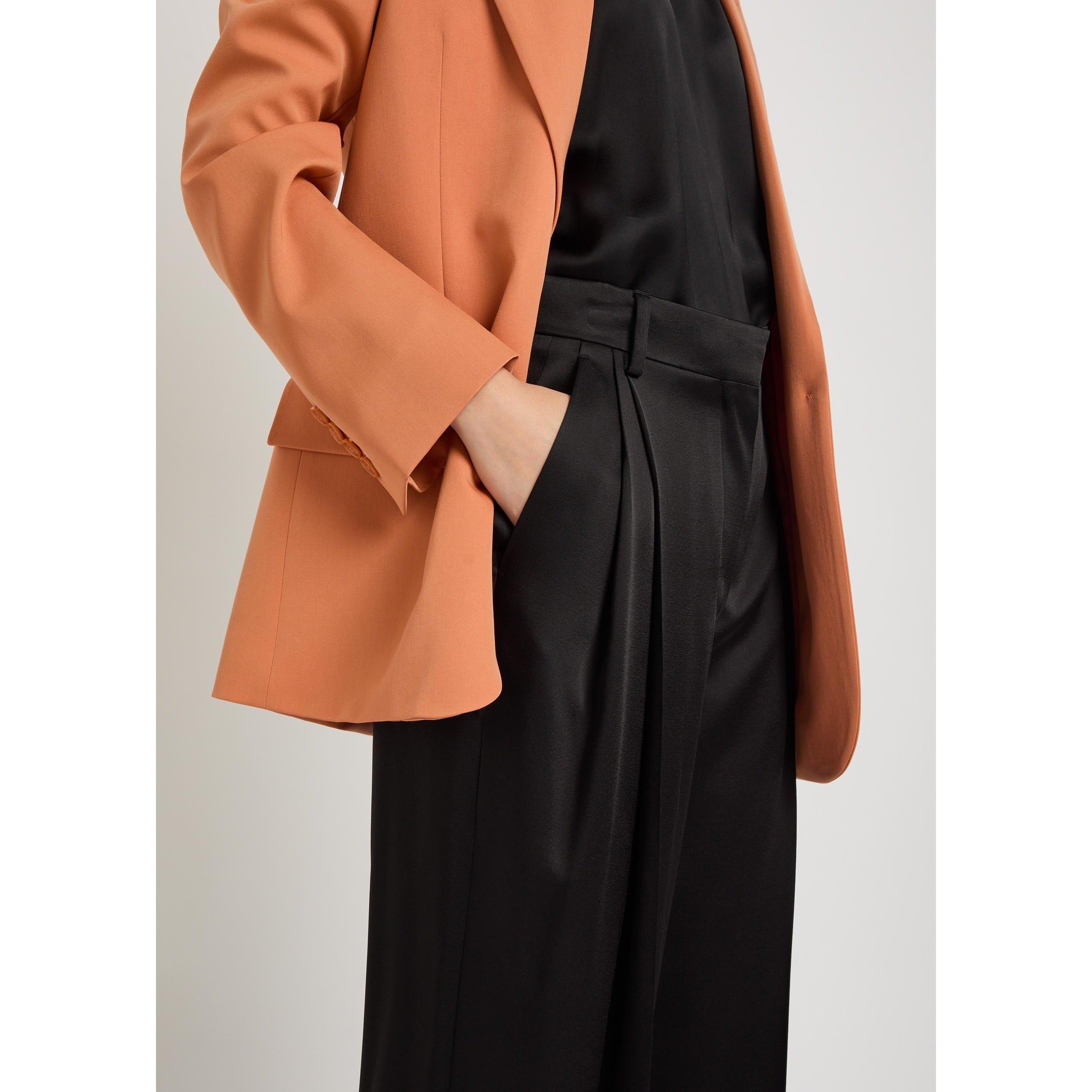 BLACK - Stella McCartney - Pleated Straight Satin Pants - 4