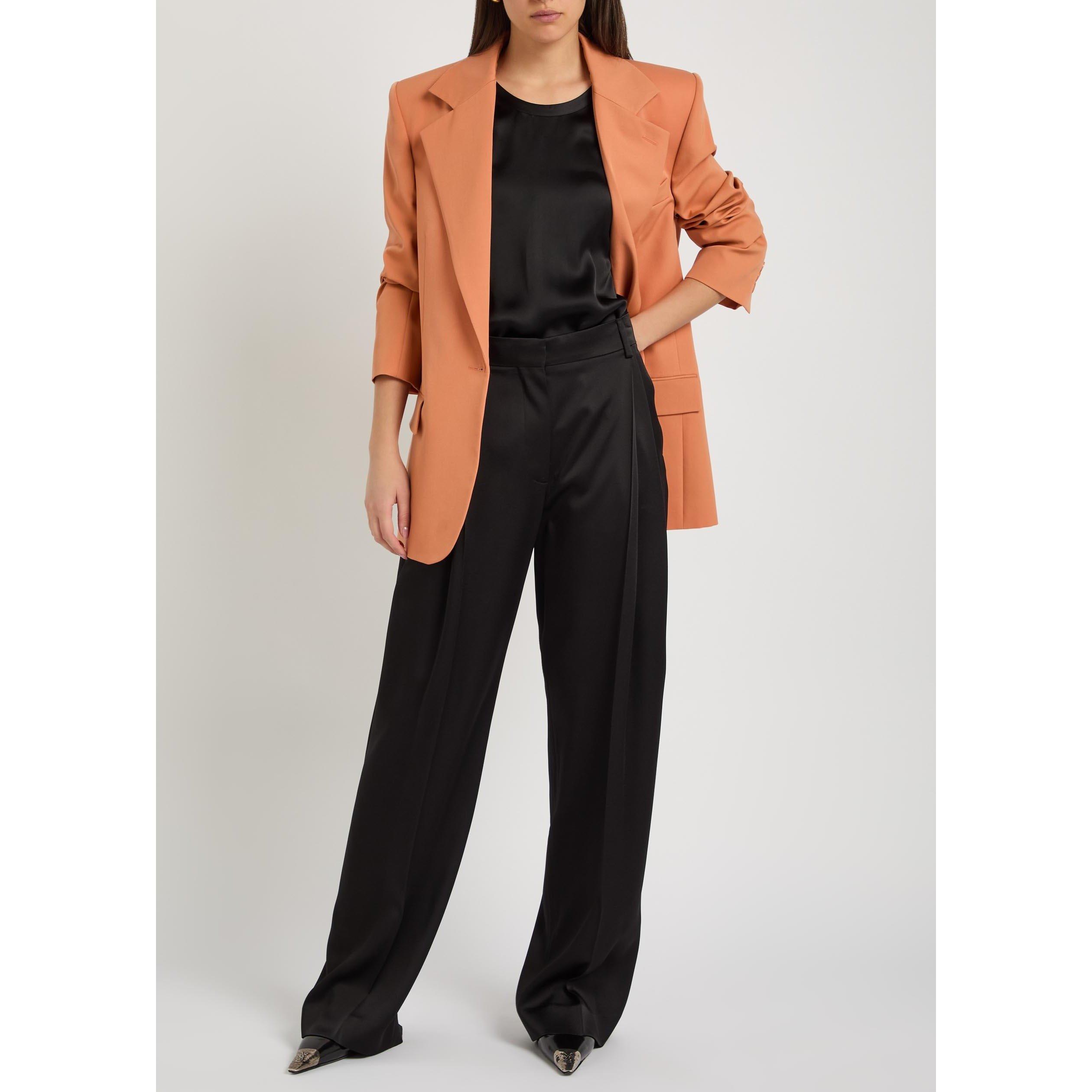 BLACK - Stella McCartney - Pleated Straight Satin Pants - 5