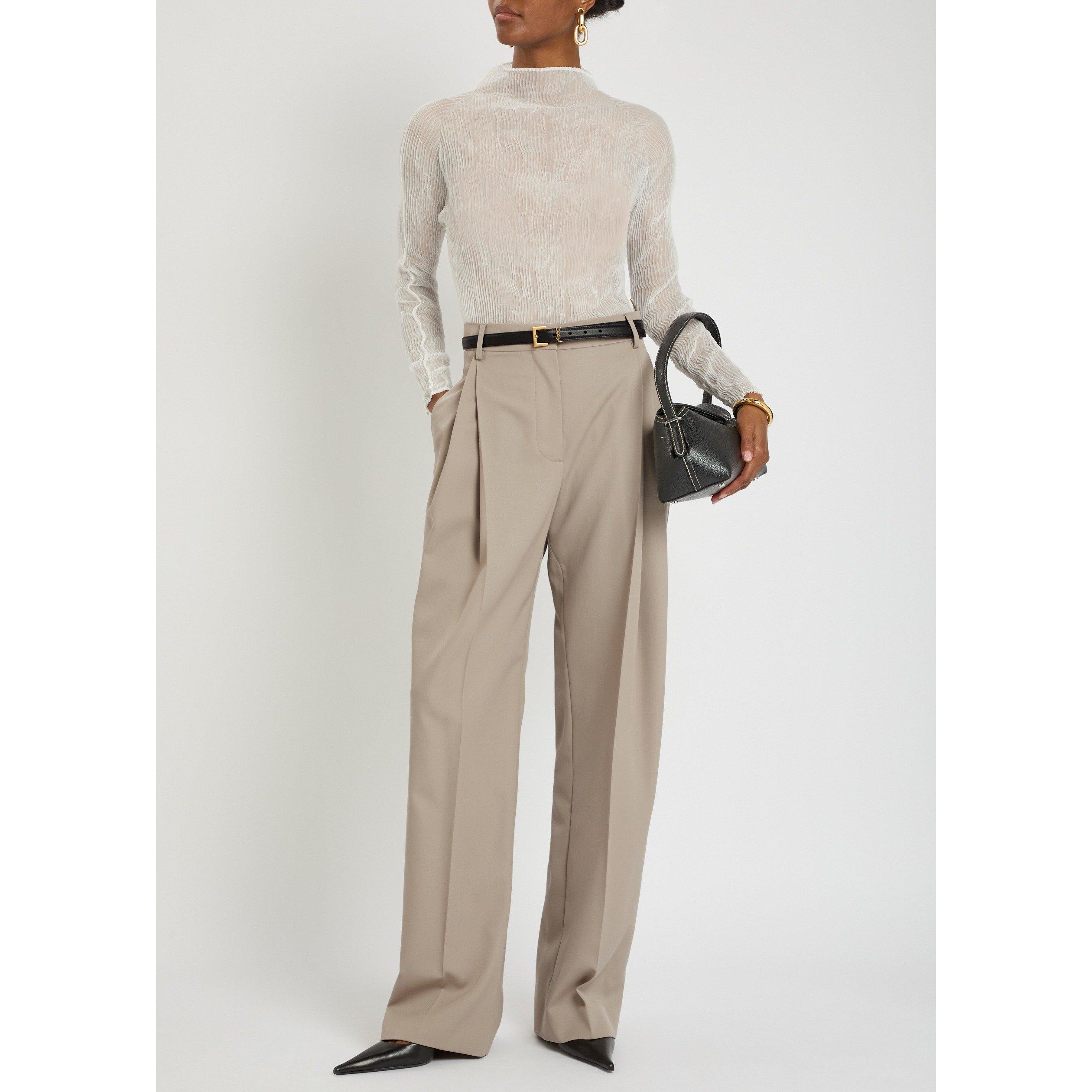 GREY - Stella McCartney - Pleated Straight Wool Pants - 5