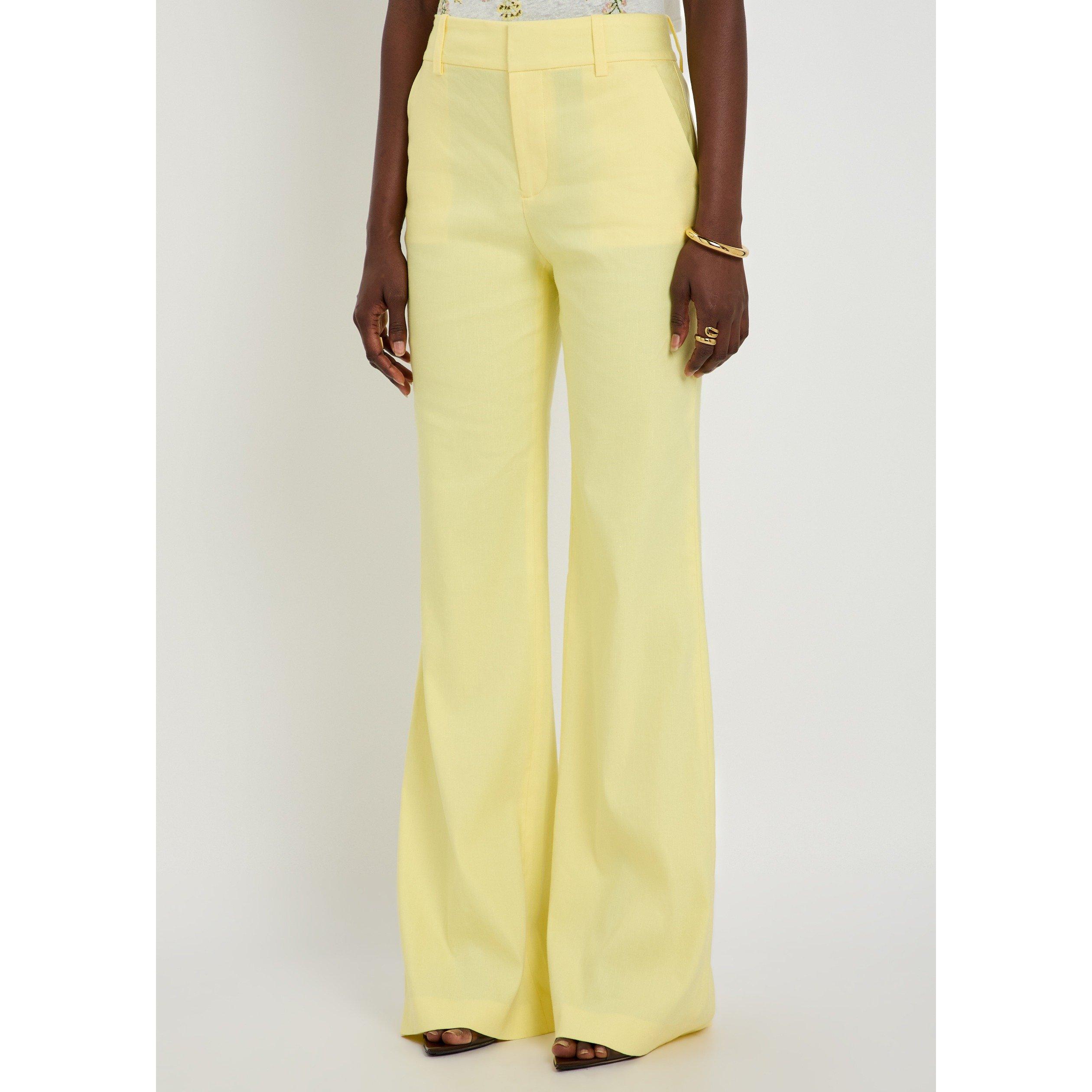 YELLOW - Alice And Olivia - Women's Lula Linen High-Rise Flared Trousers - 2