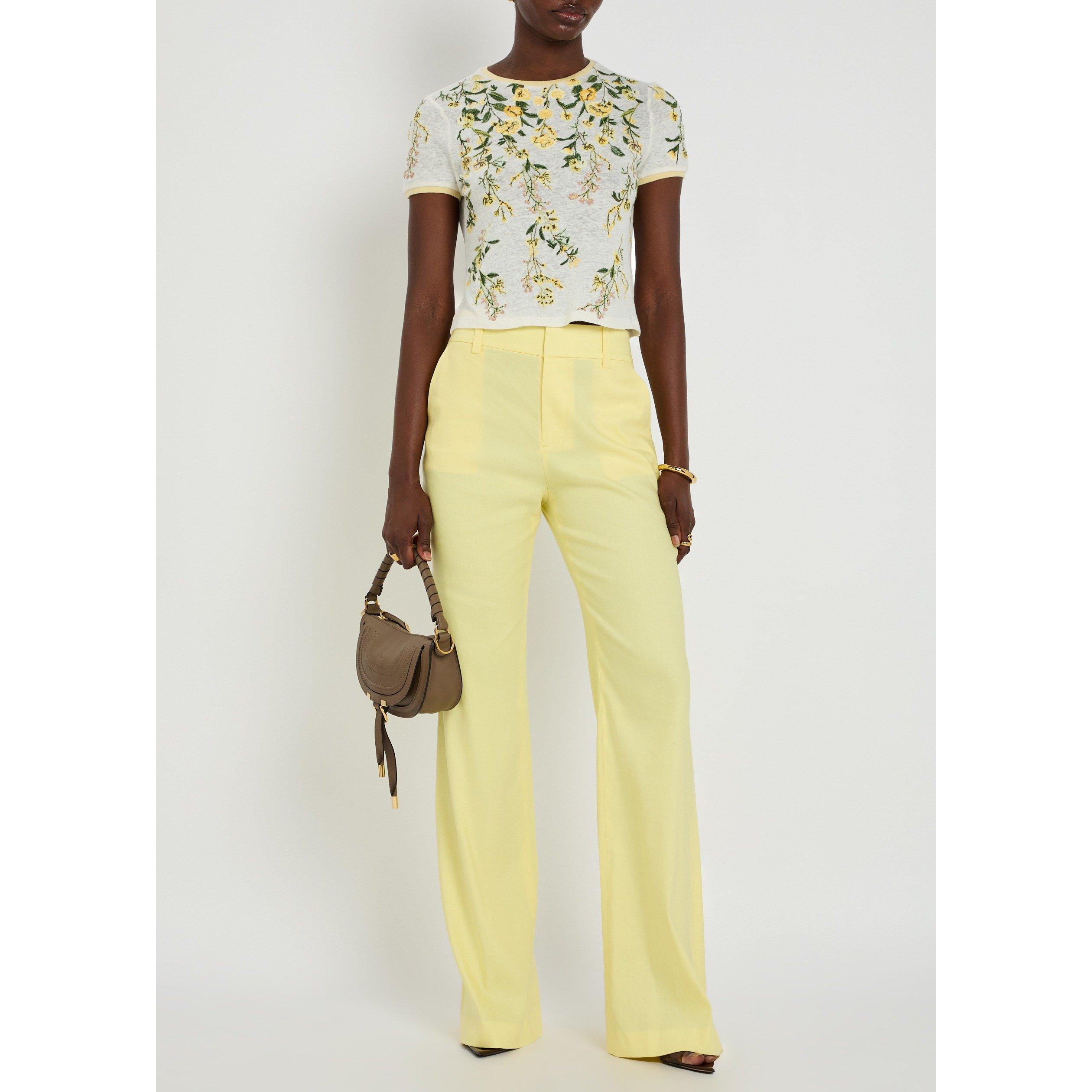 YELLOW - Alice And Olivia - Women's Lula Linen High-Rise Flared Trousers - 5