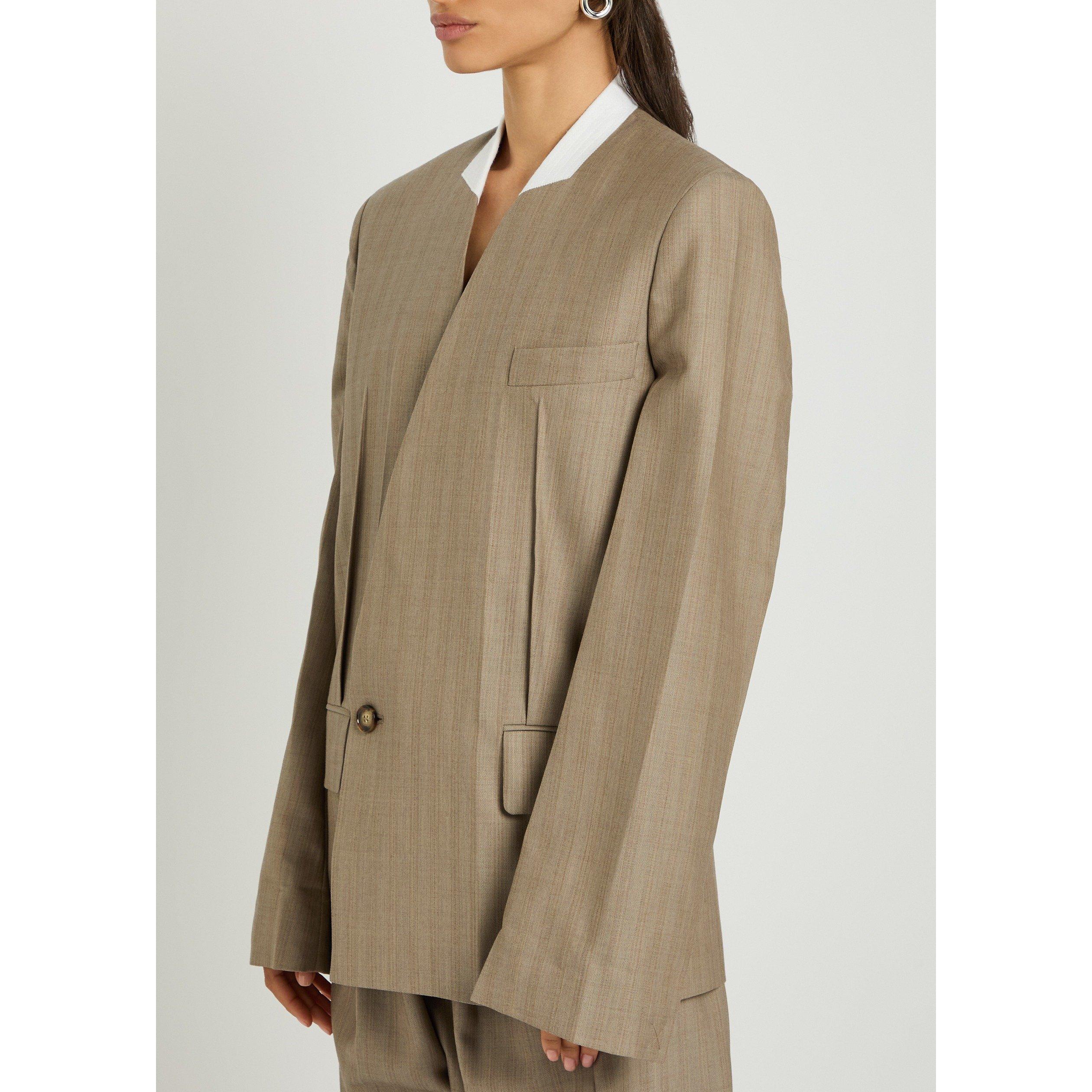 GREY AND OTHER - Victoria Beckham - COLLARLESS FOLDED TAILORED JAC - 2