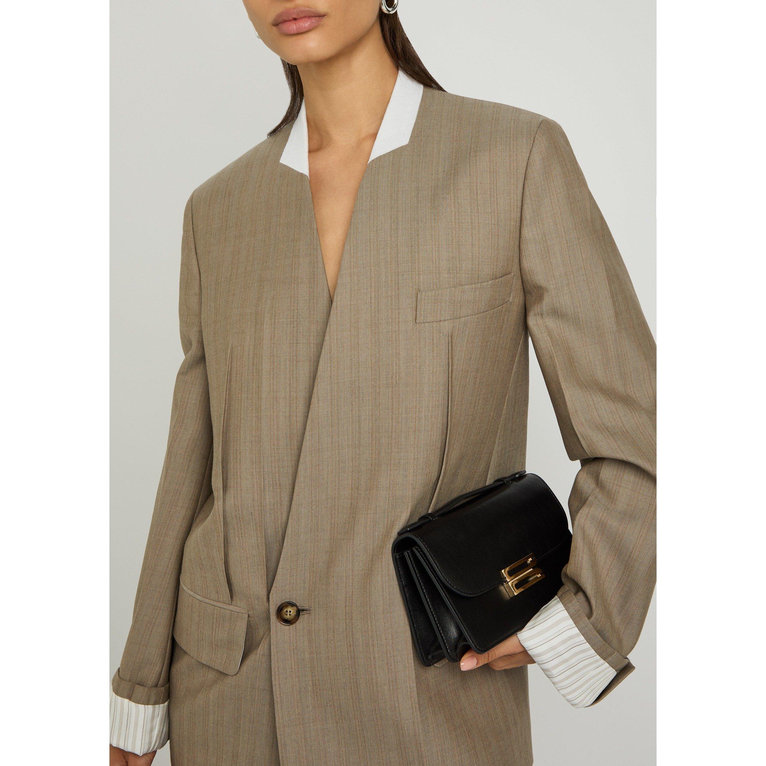 GREY AND OTHER - Victoria Beckham - COLLARLESS FOLDED TAILORED JAC - 4