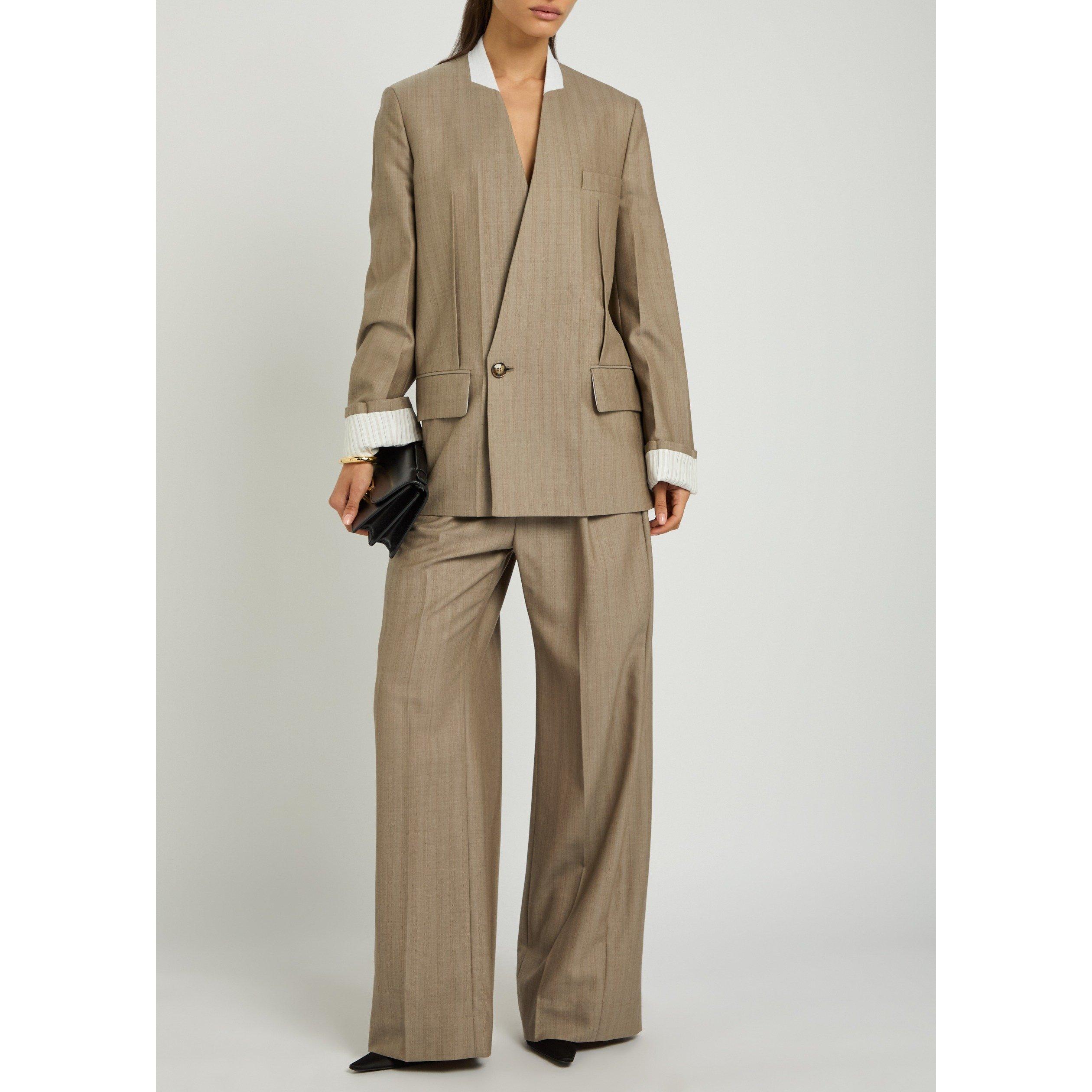 GREY AND OTHER - Victoria Beckham - COLLARLESS FOLDED TAILORED JAC - 5