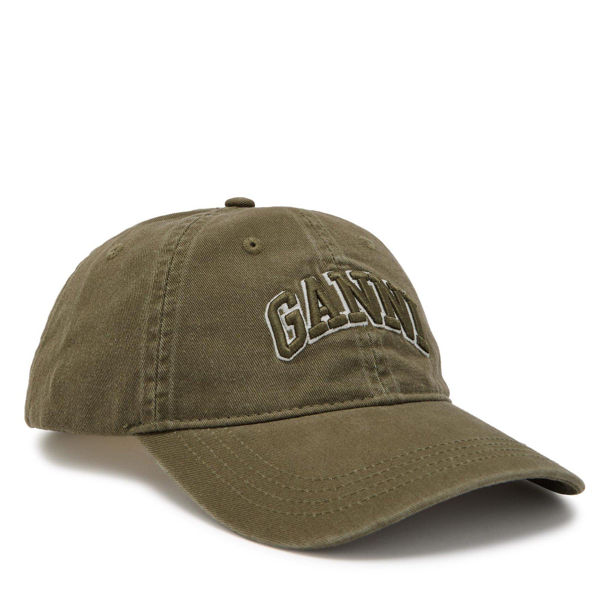 Ganni Washed Cotton Canvas Cap Emb