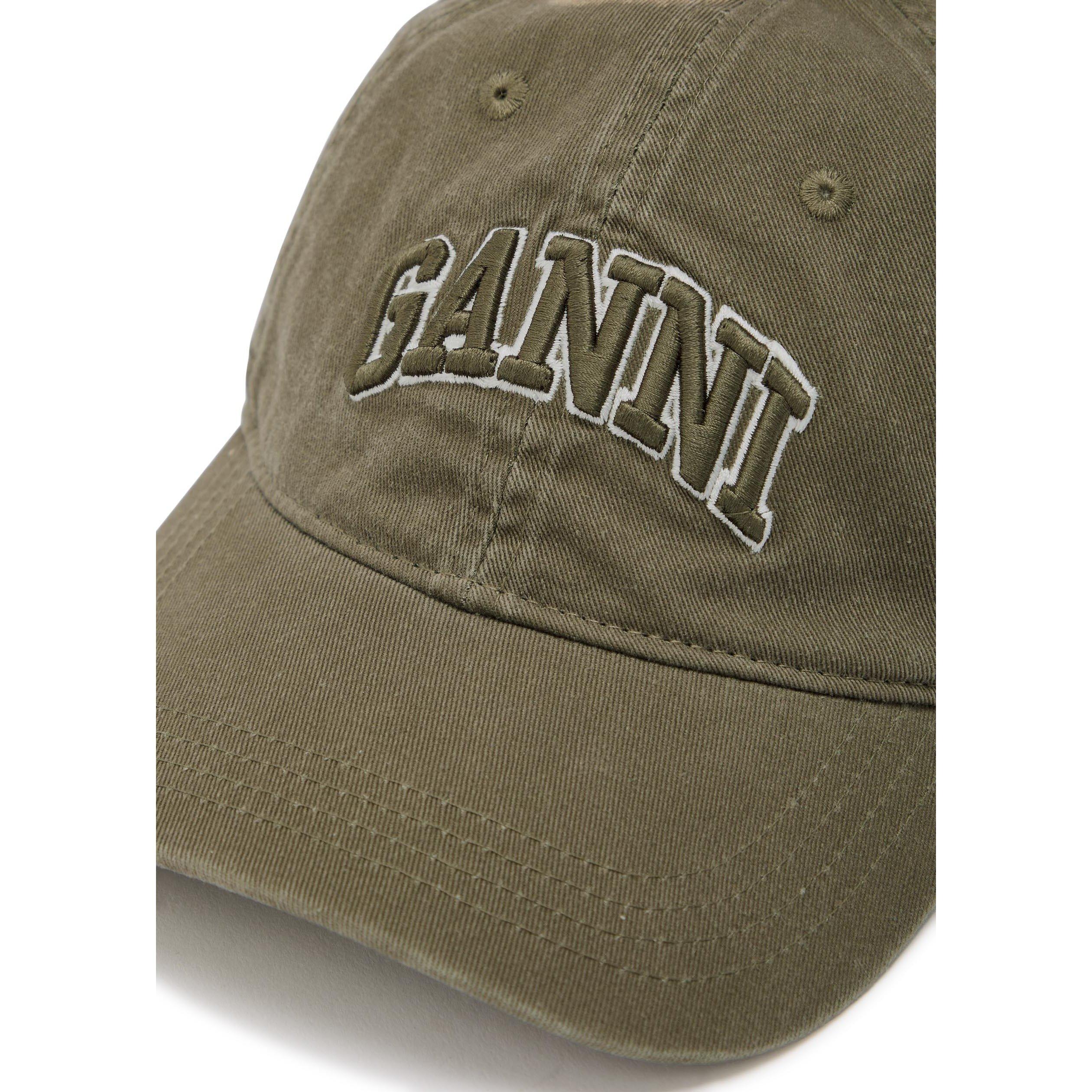 GREY - Ganni - Washed Cotton Canvas Cap Emb - 3