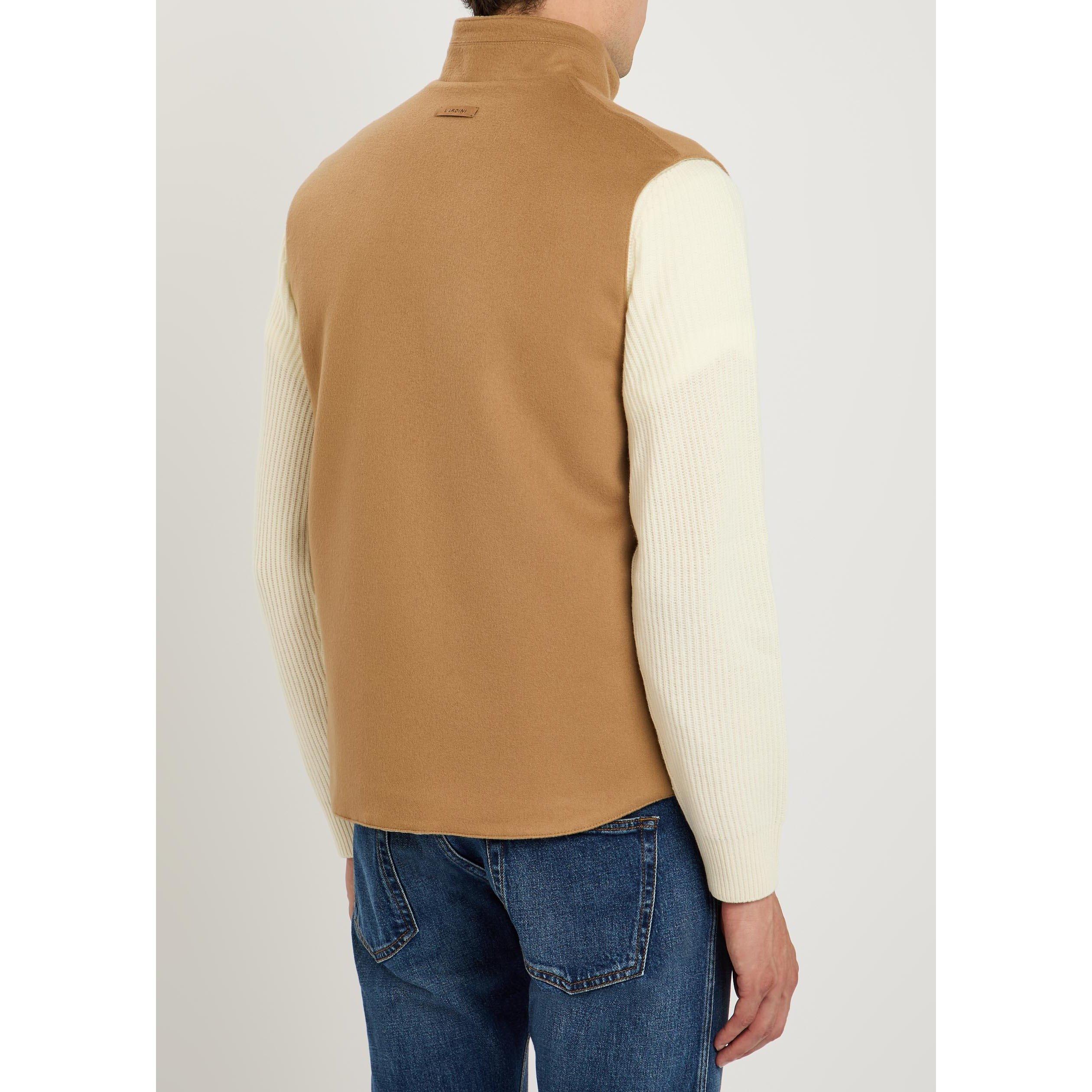 BEIGE - Lardini - Men's Lar Zip Wool Relaxed-Fit Gilet - 3