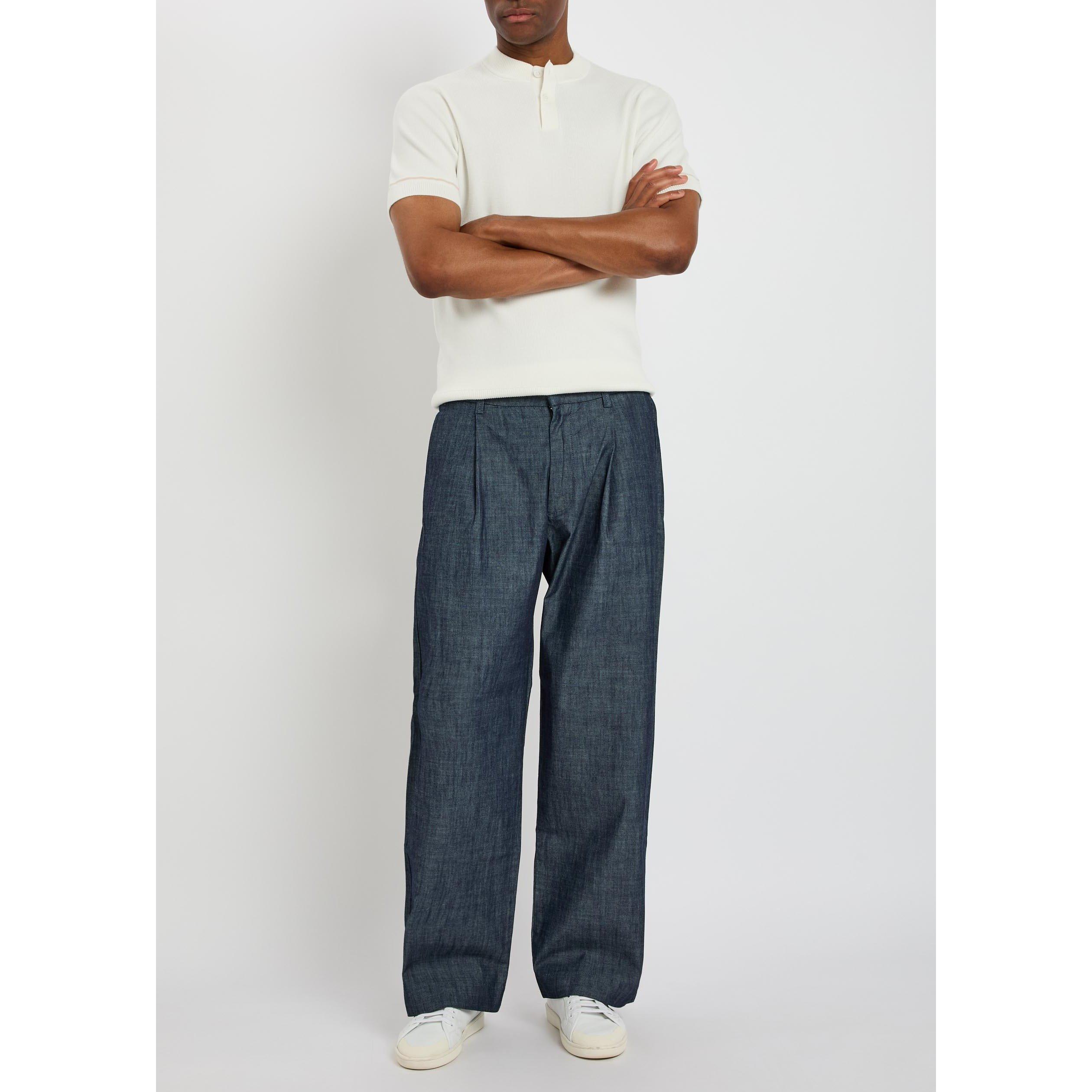 GREY - NN07 - Men's Kay Cotton Single Pleat Trousers - 5