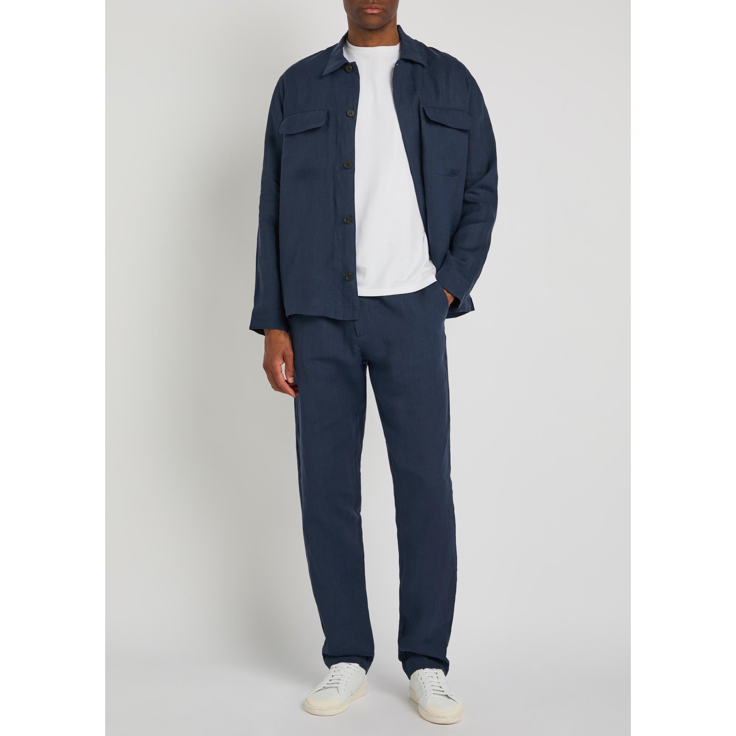 NAVY - Sunspel - SUNSPEL DRWSTRNG LINEN TRSR - 5