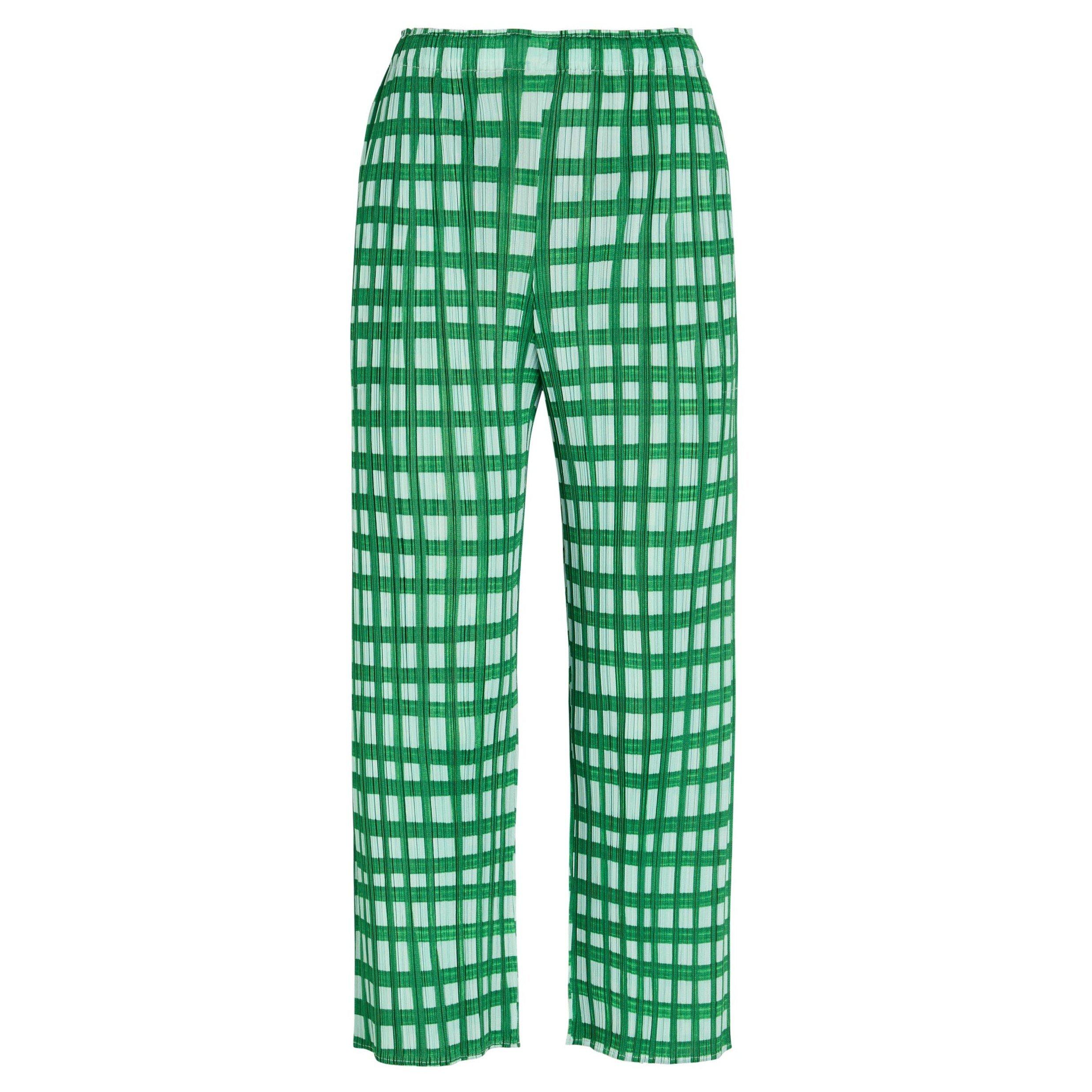 Issey Miyake Women's Pleats Please Gingham Cropped Pleated Trousers