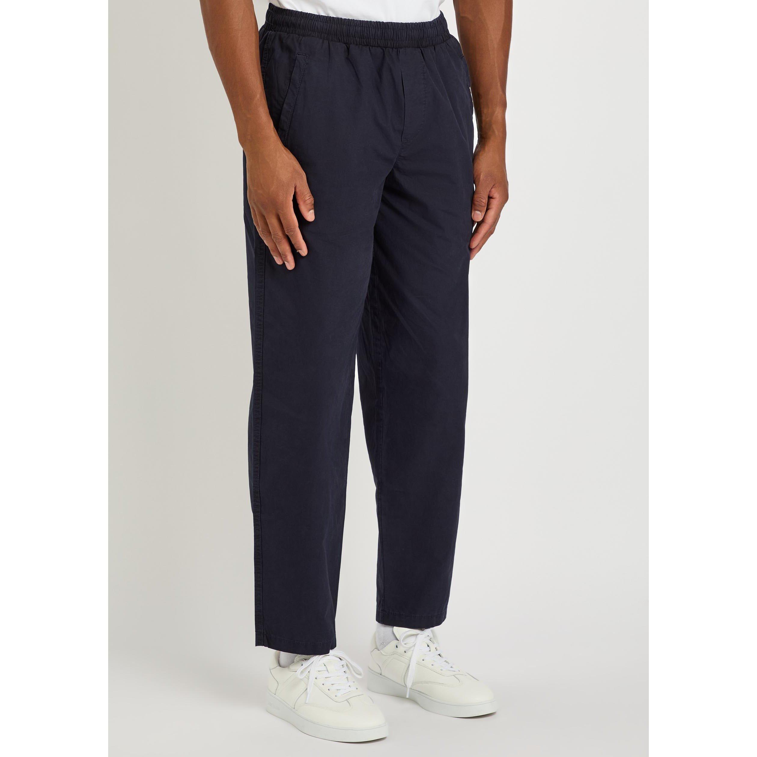 NAVY - Wax London - Men's Tyne Cotton Relaxed-Fit Tapered Trousers - 2