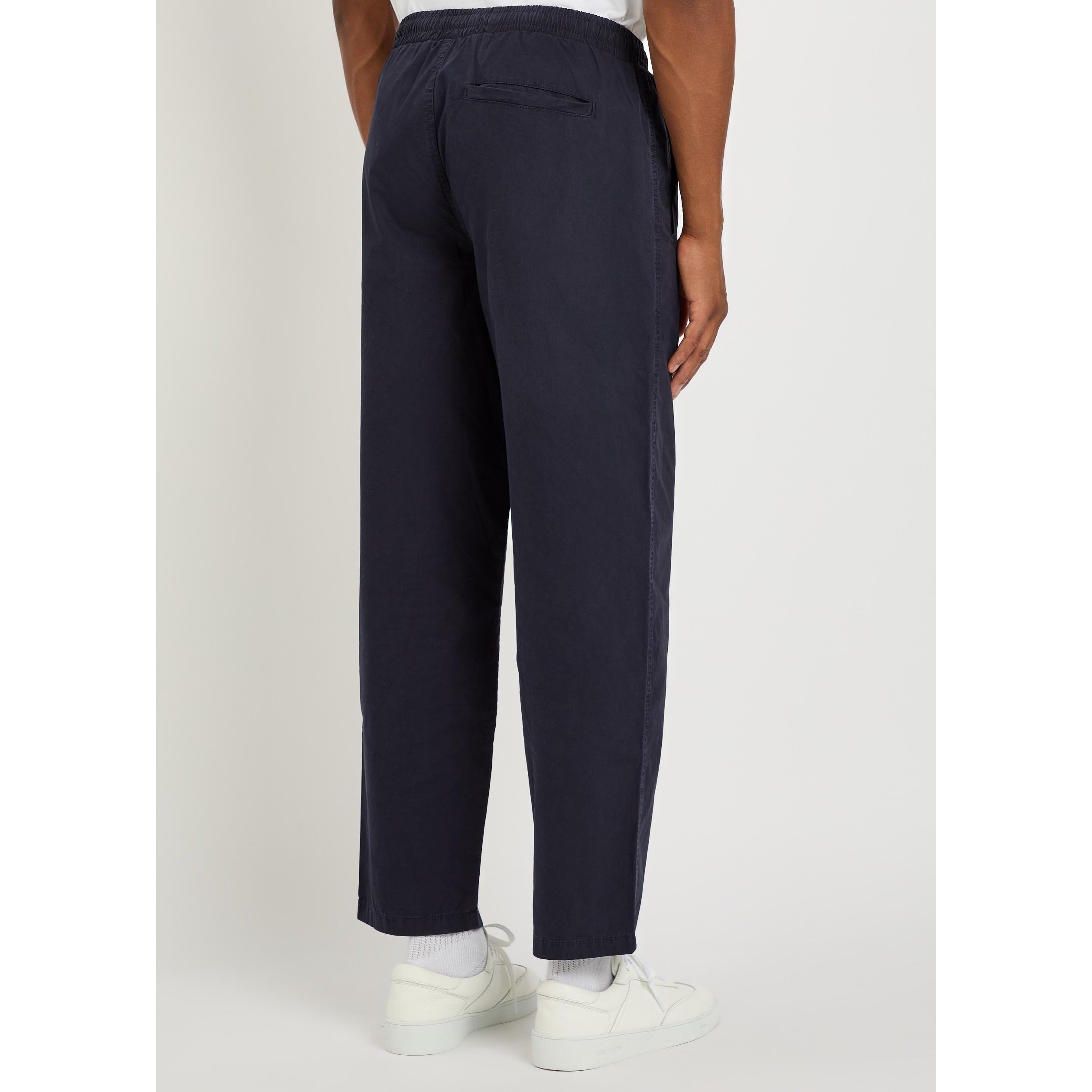 NAVY - Wax London - Men's Tyne Cotton Relaxed-Fit Tapered Trousers - 3
