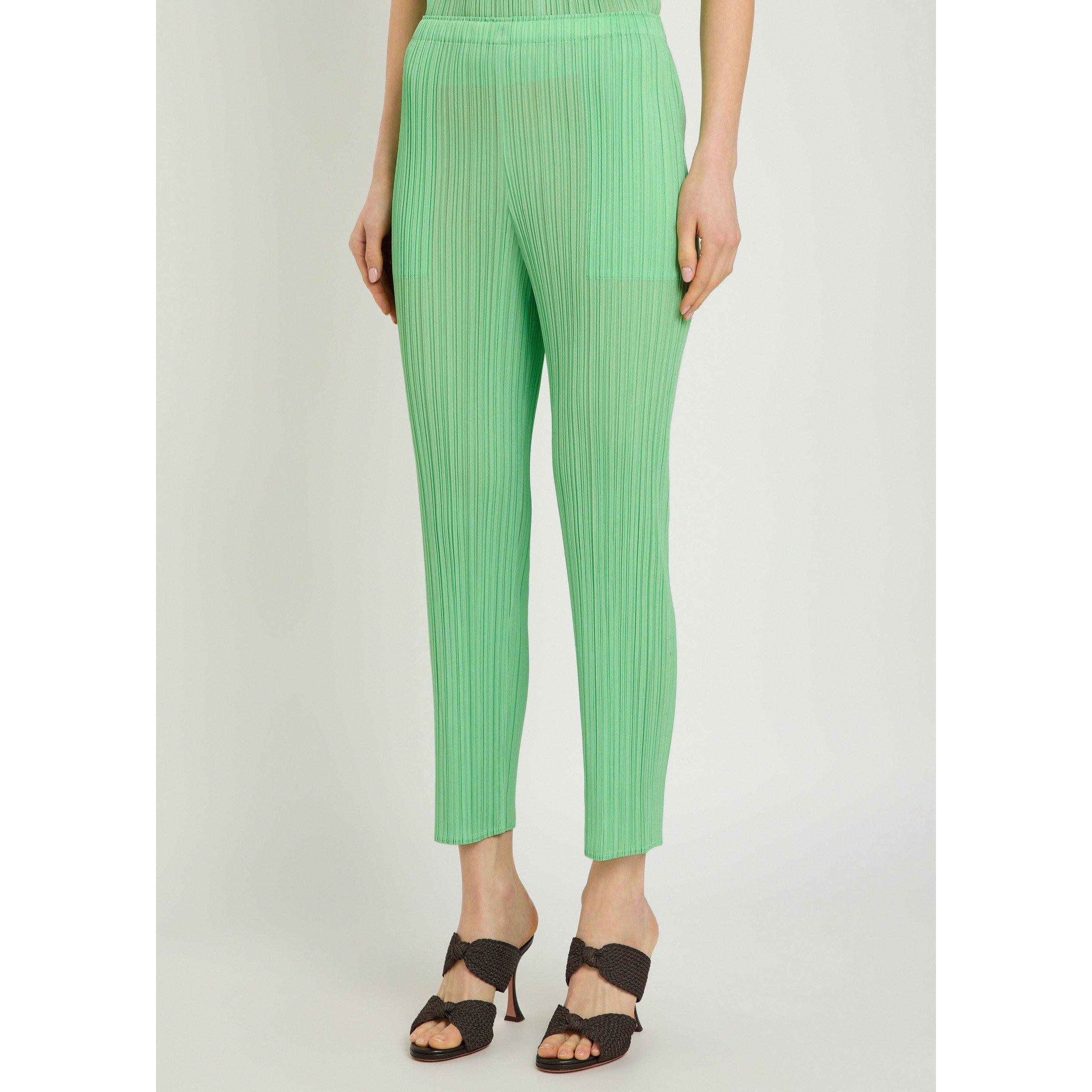 LIGHT GREEN - Issey Miyake - Women's Pleats Please Slim-Fit Cropped Trousers - 2