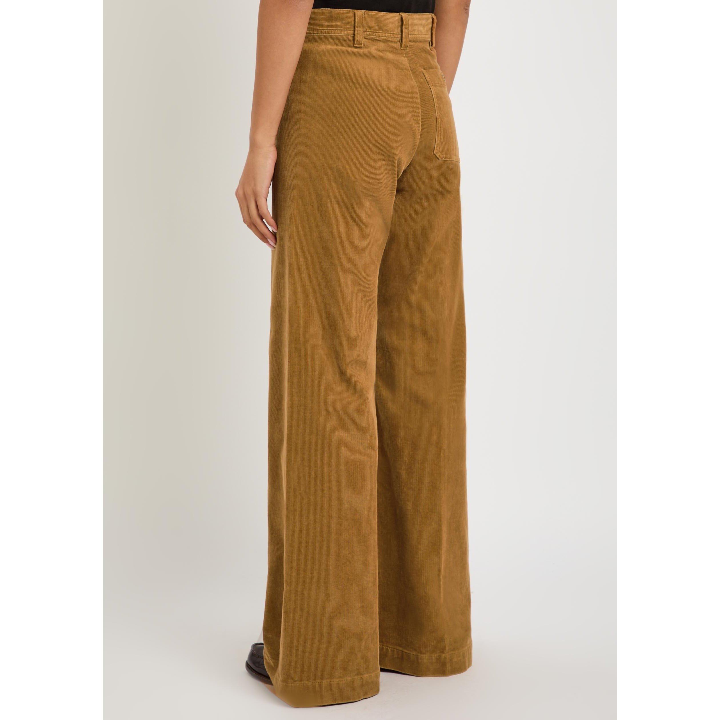 BROWN - Polo Ralph Lauren - Women's Corduroy High-Waisted Flared Trousers - 3