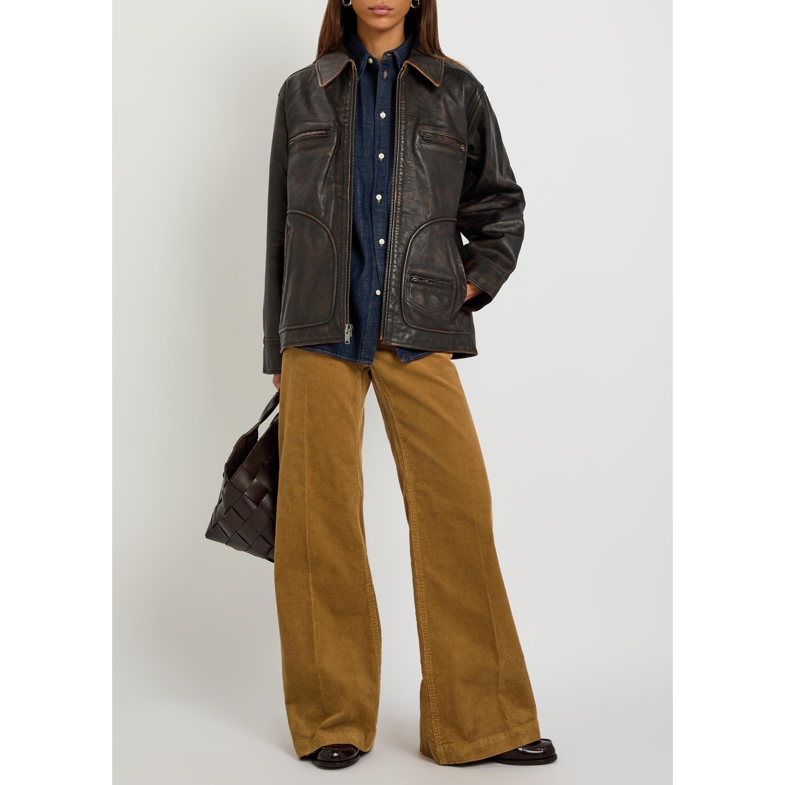 BROWN - Polo Ralph Lauren - Women's Corduroy High-Waisted Flared Trousers - 5