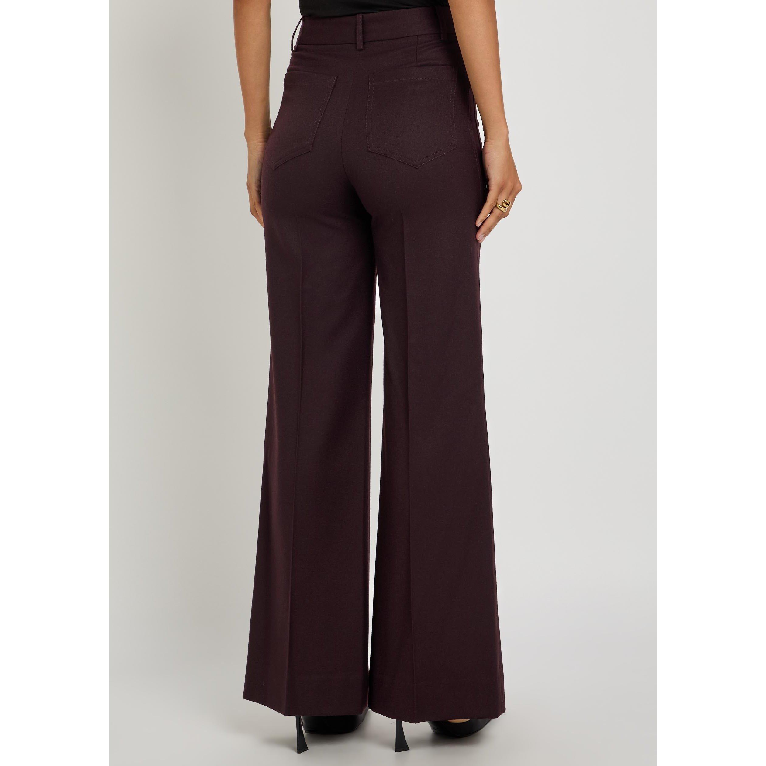 BORDEAUX - Victoria Beckham - Women's Alina Wool High-Rise Flared Trousers - 3