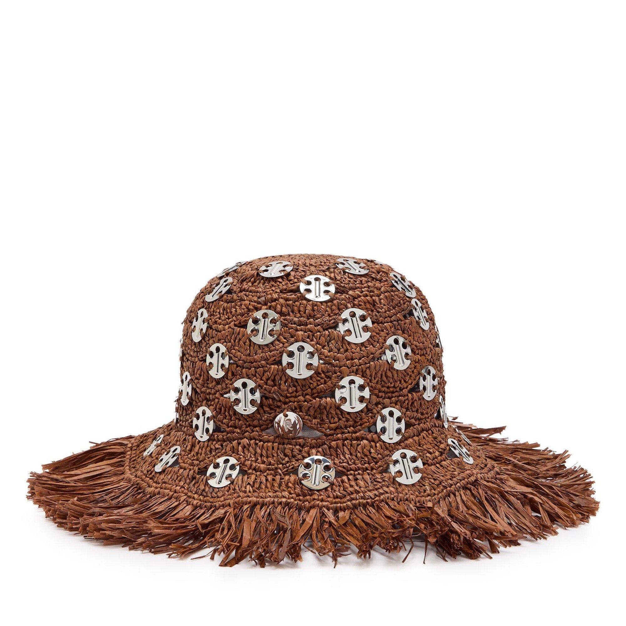 BROWN - Rabanne - DISC RAFFIA HAT - 1