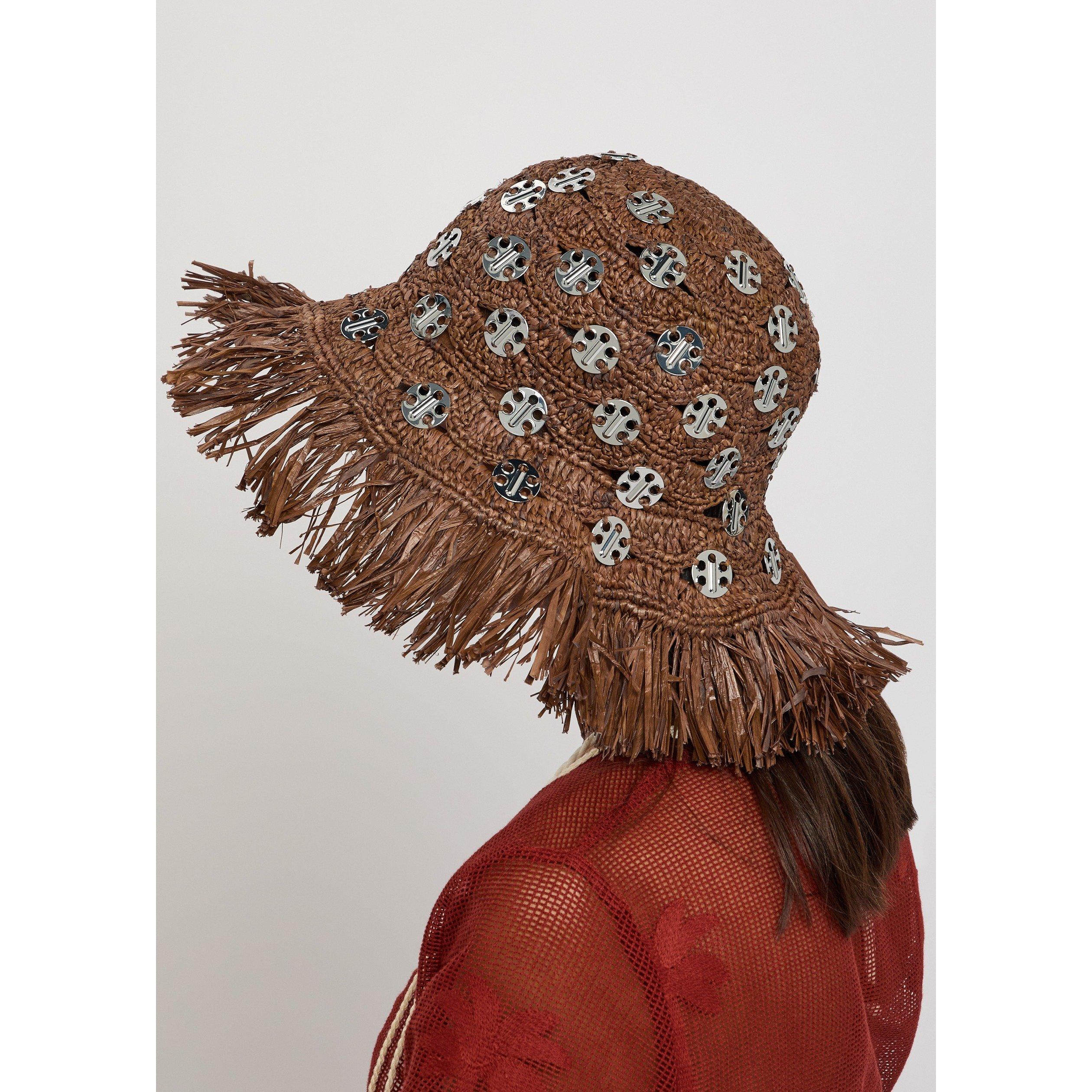 BROWN - Rabanne - DISC RAFFIA HAT - 3