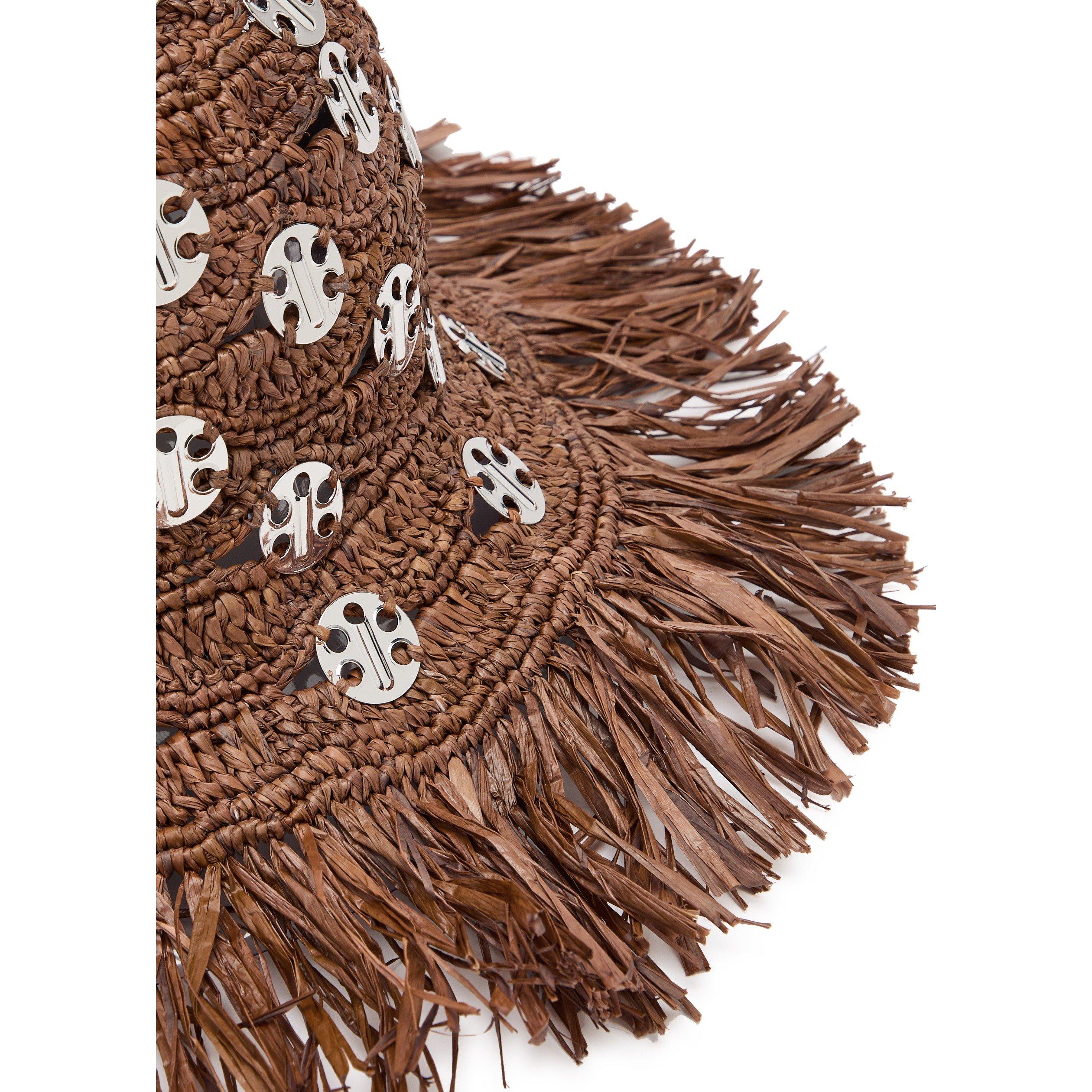 BROWN - Rabanne - DISC RAFFIA HAT - 4