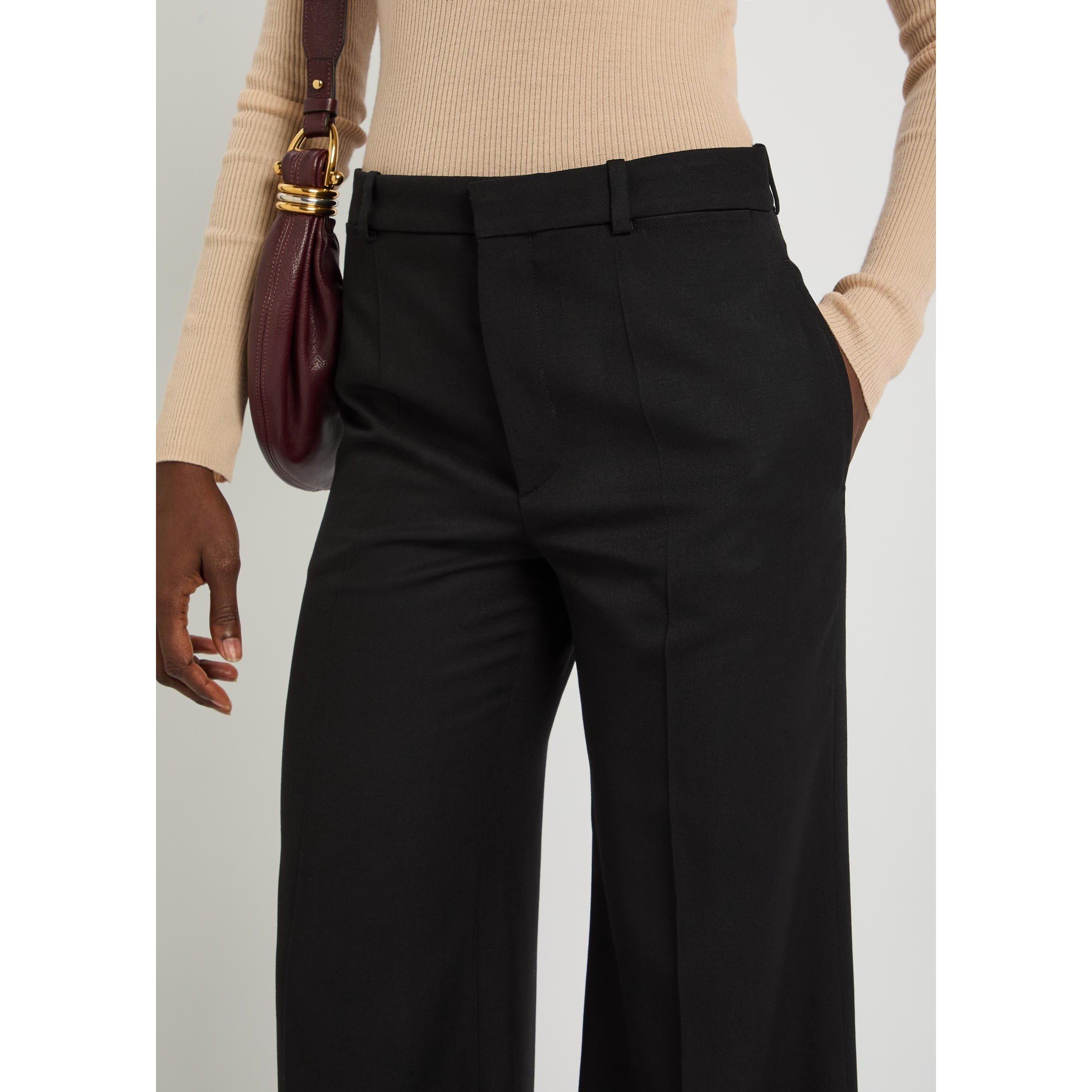 BLACK - Chloe - Women's Wool High-Waisted Flared Trousers - 4