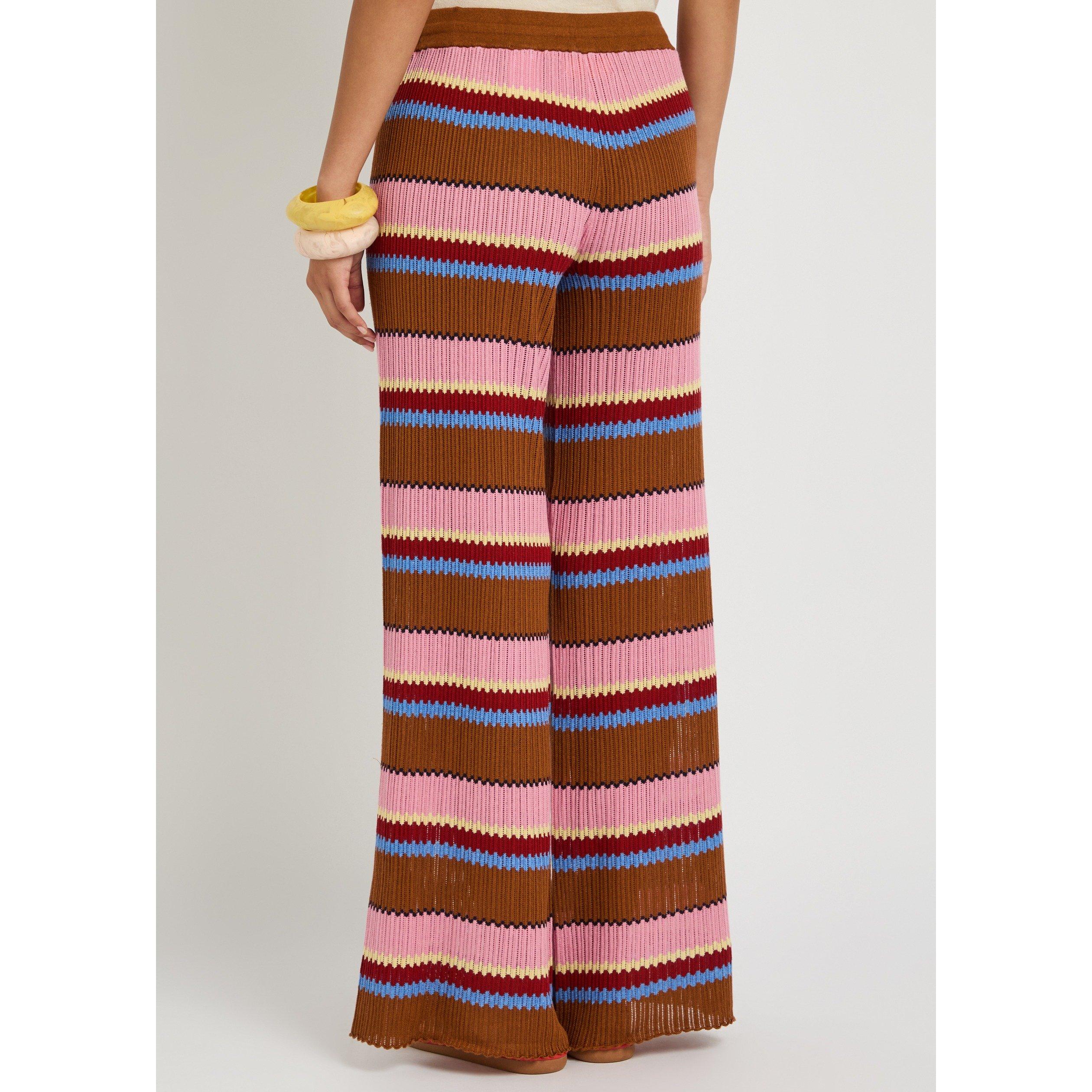 PINK AND OTHER - Guest in Residence - Women's Striped Silk Linen Wide-Leg Palazzo Trousers - 3