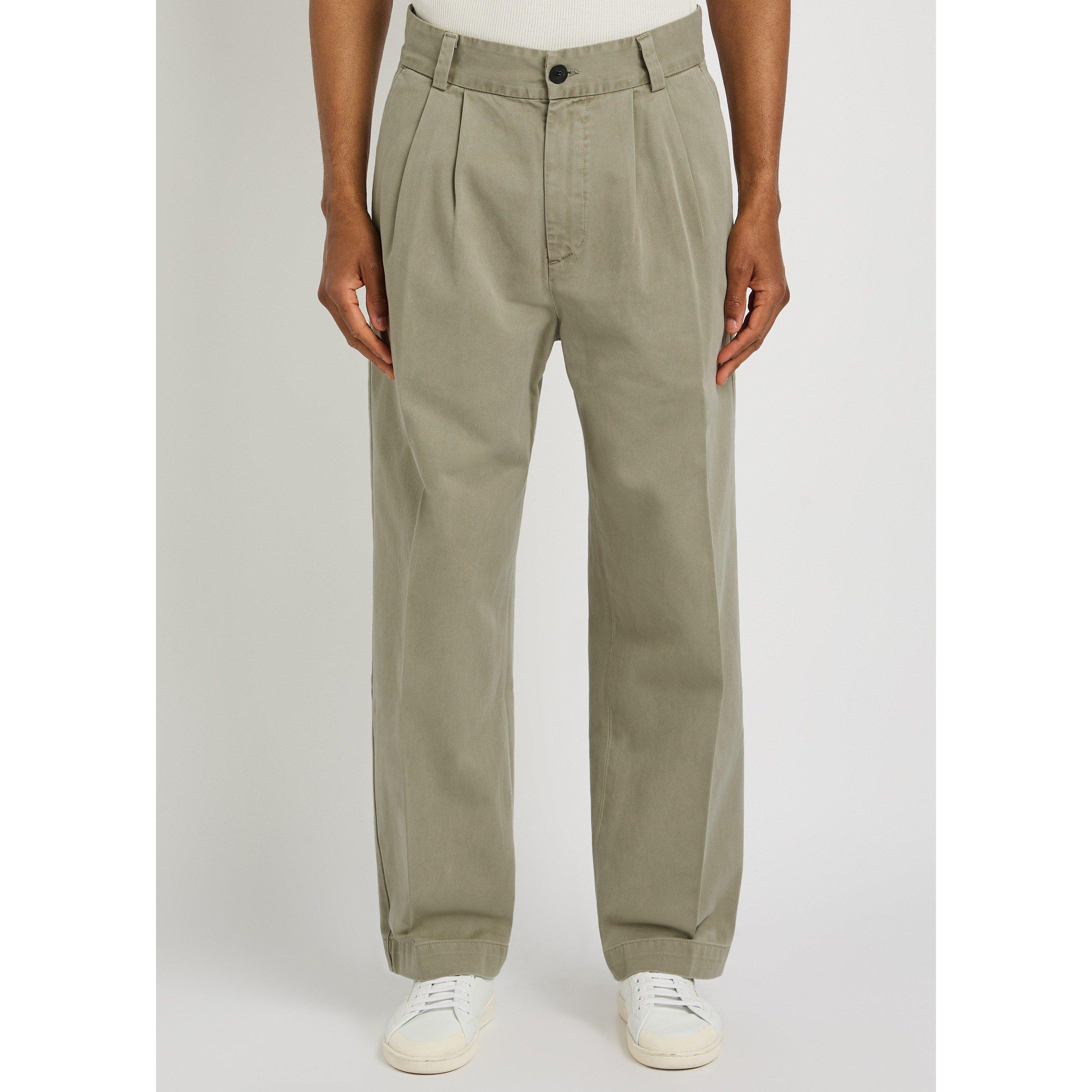 BEIGE - Agolde - Men's Slater Pleated Cotton Straight Leg Trousers - 2