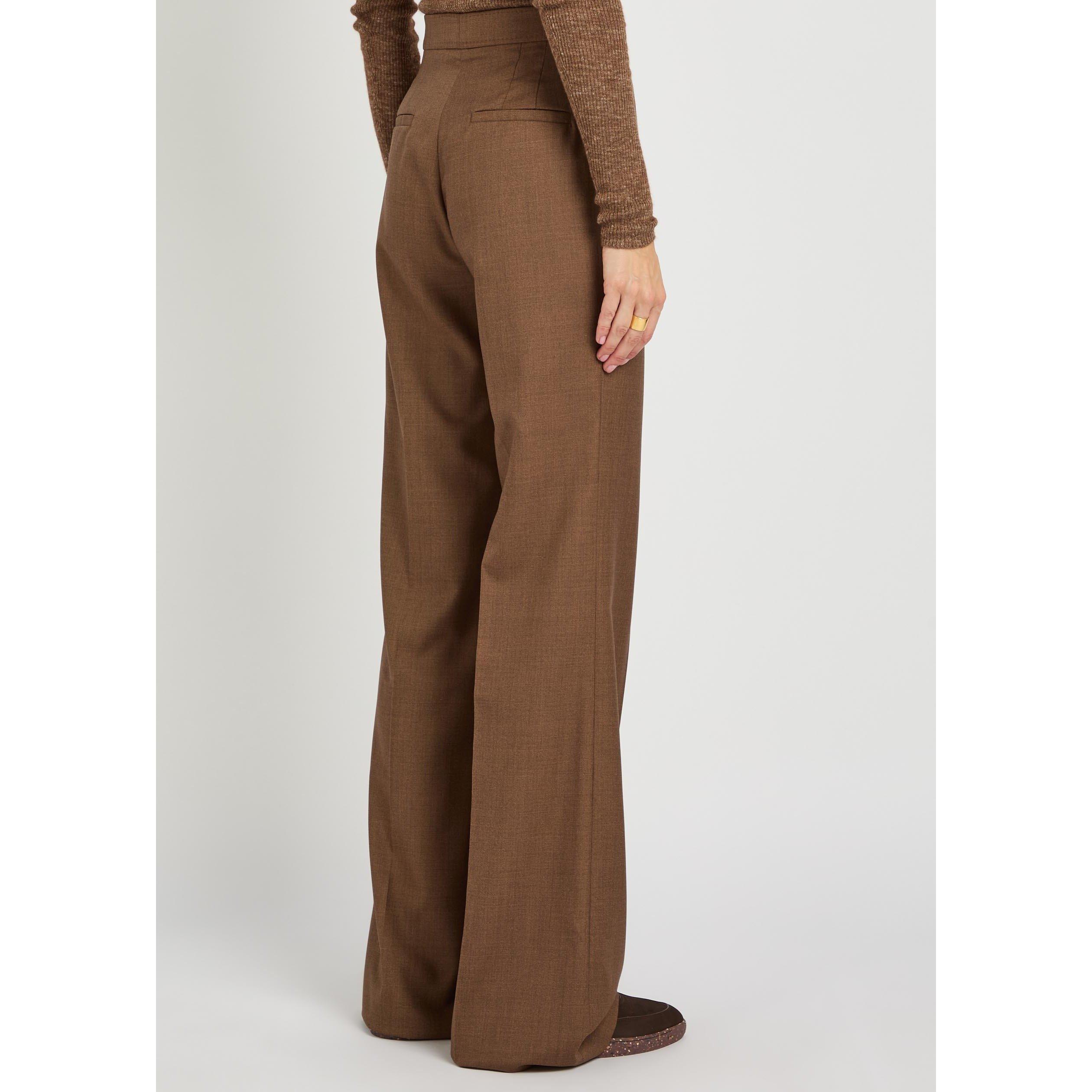 BROWN - Gabriela Hearst - Women's Vesta Wool Silk Tailored Trousers - 3