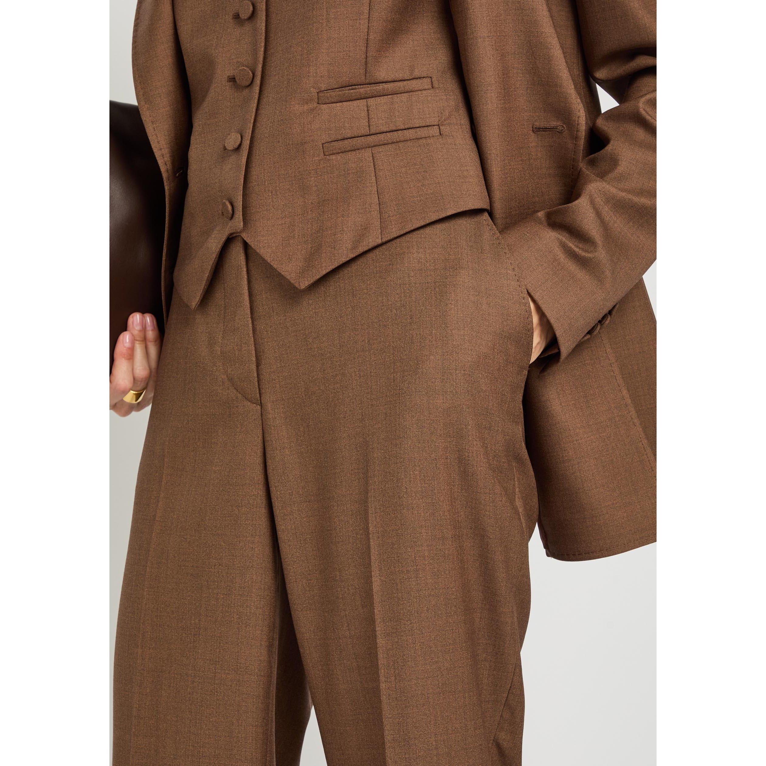 BROWN - Gabriela Hearst - Women's Vesta Wool Silk Tailored Trousers - 4