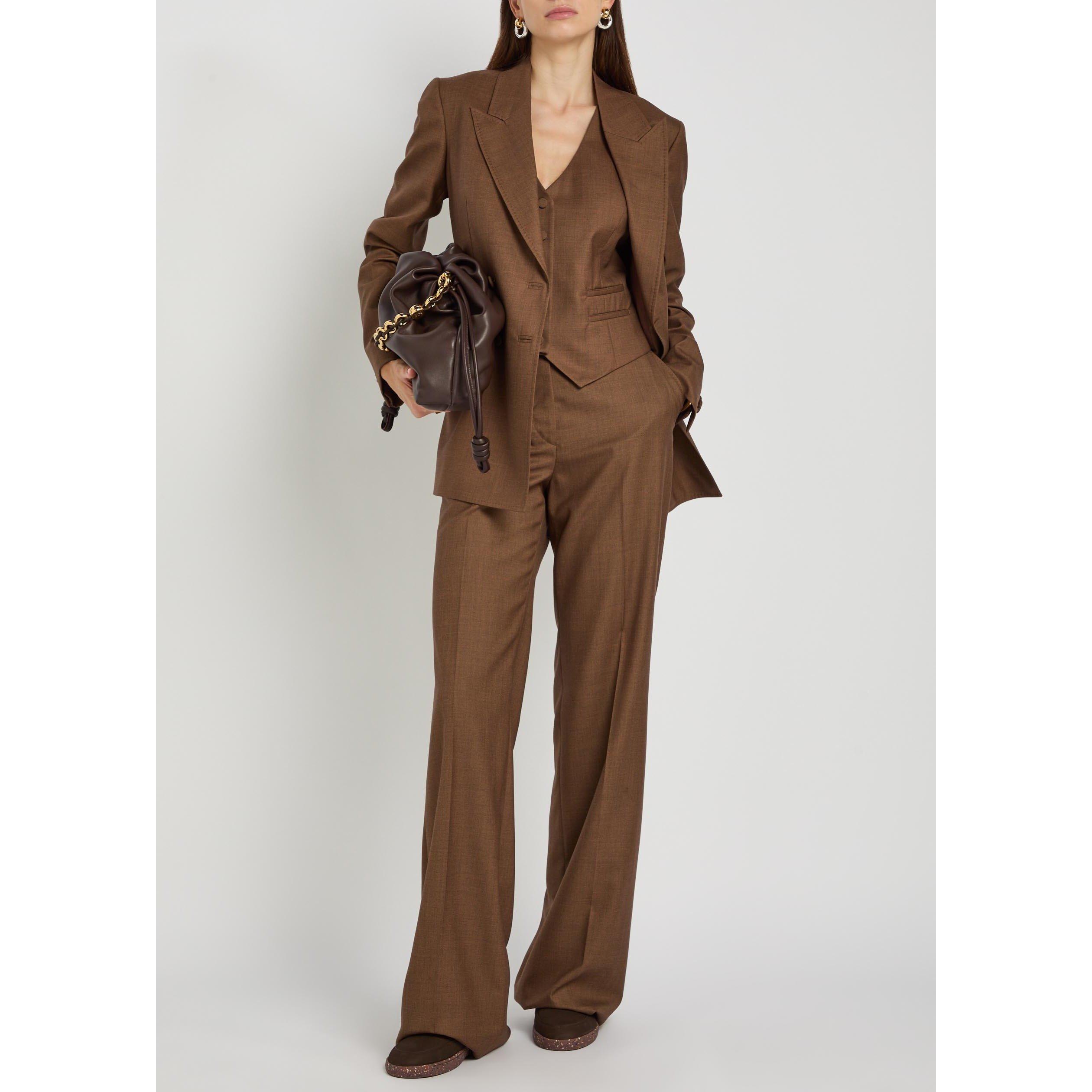 BROWN - Gabriela Hearst - Women's Vesta Wool Silk Tailored Trousers - 5