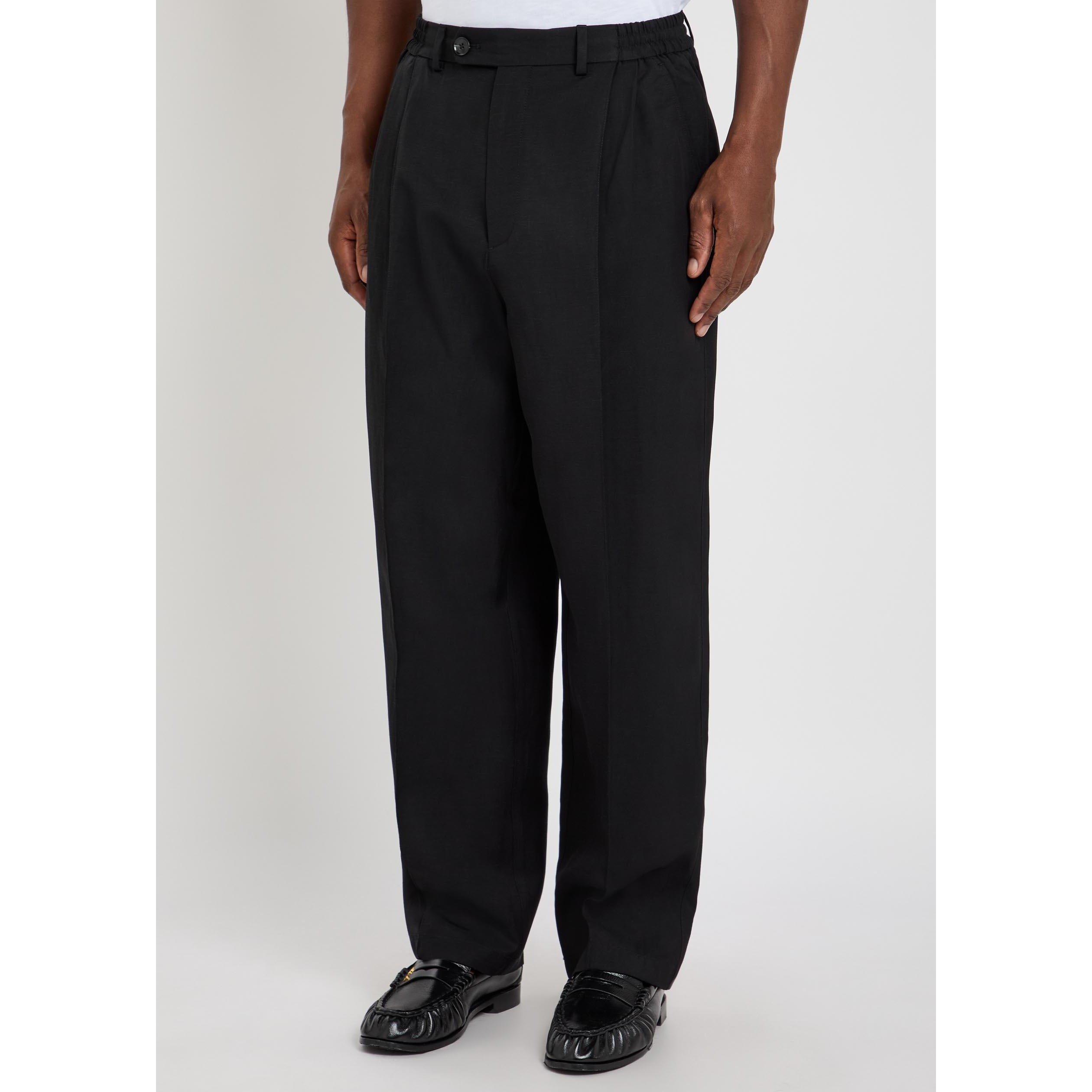 BLACK - MKI MIYUKI ZOKU - Men's Linen Relaxed-Fit Pleated Trousers - 2
