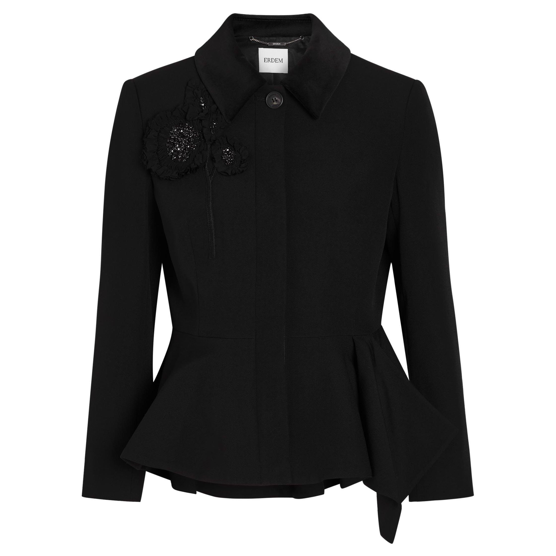 BLACK - Erdem - EMBROIDERED GRAIN DE POUDRE PE - 1
