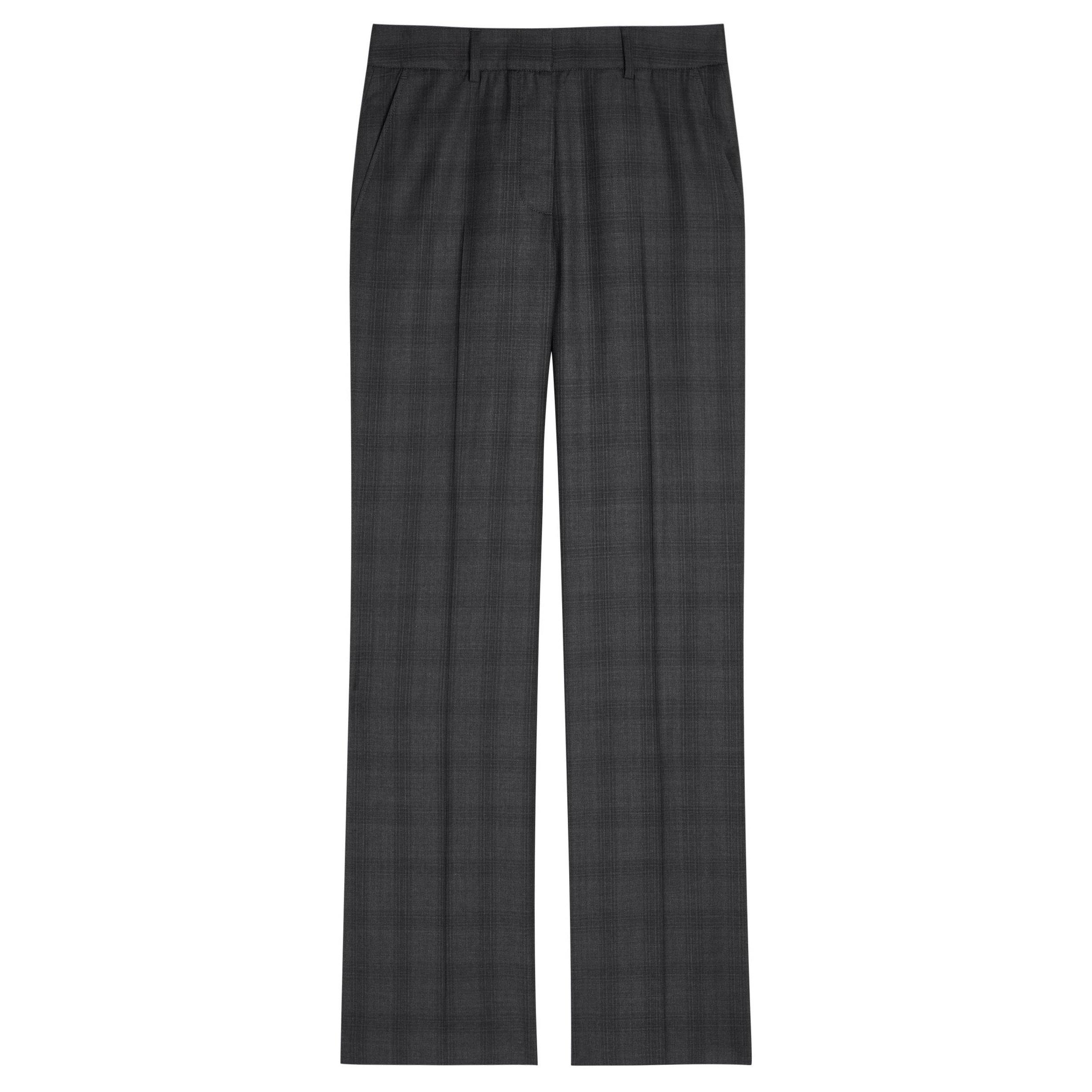 DARK GREY - Blaze Milano - Women's Bravado Lundy Check Wool High-Waisted Tailored Trousers - 1