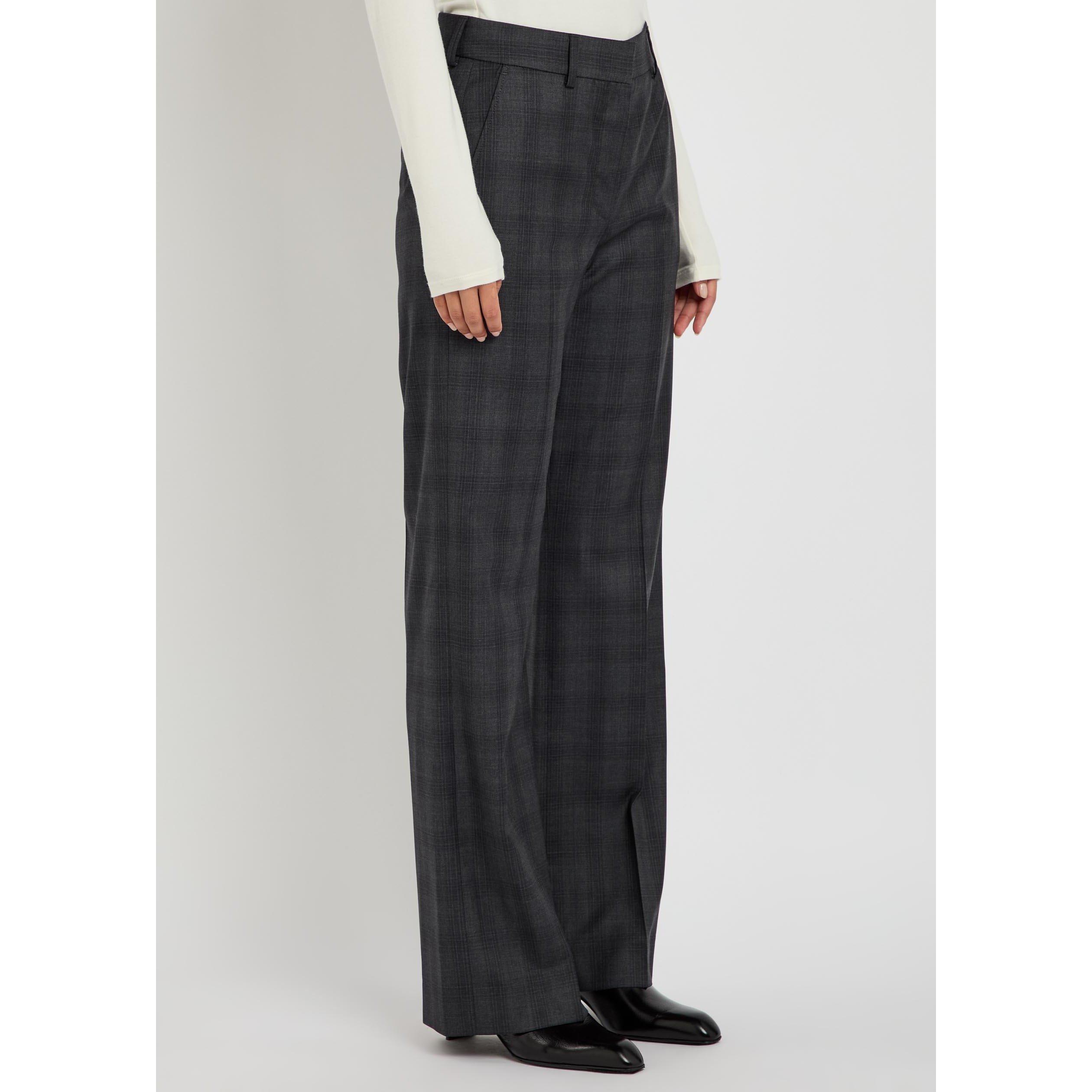 DARK GREY - Blaze Milano - Women's Bravado Lundy Check Wool High-Waisted Tailored Trousers - 2