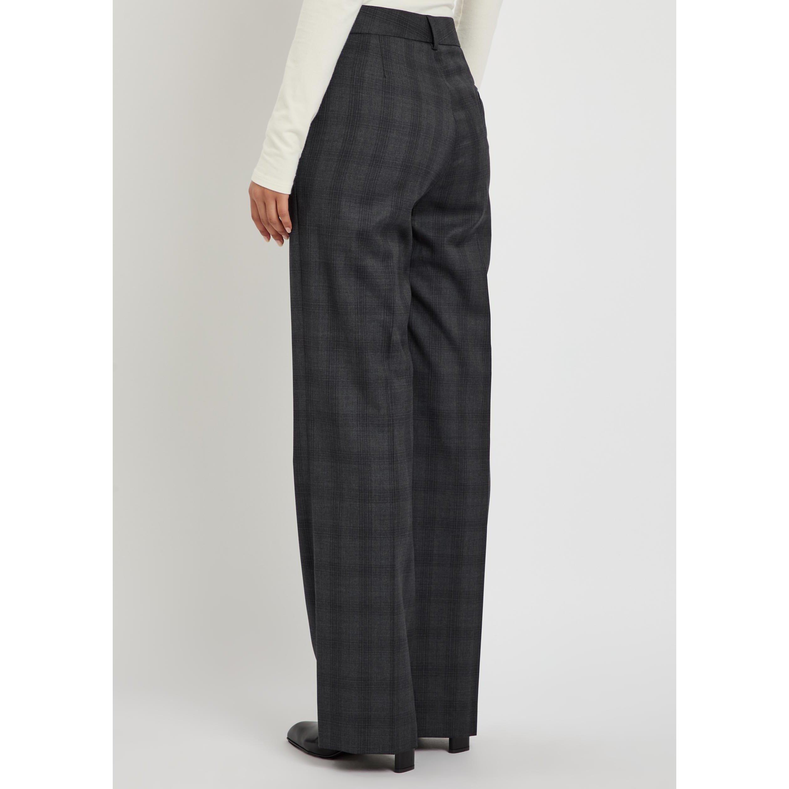 DARK GREY - Blaze Milano - Women's Bravado Lundy Check Wool High-Waisted Tailored Trousers - 3