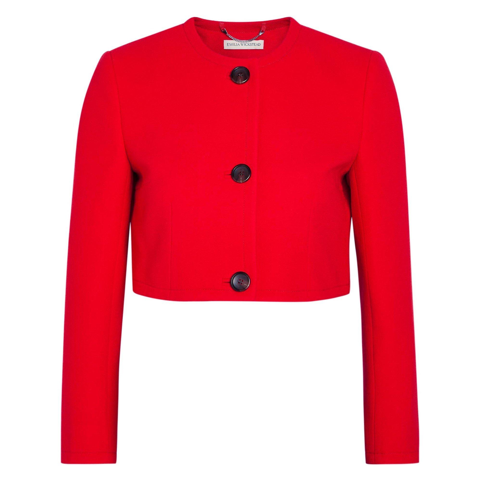 RED - Emilia Wickstead - Women's Lizette Wool Cropped Formal Jacket - 1
