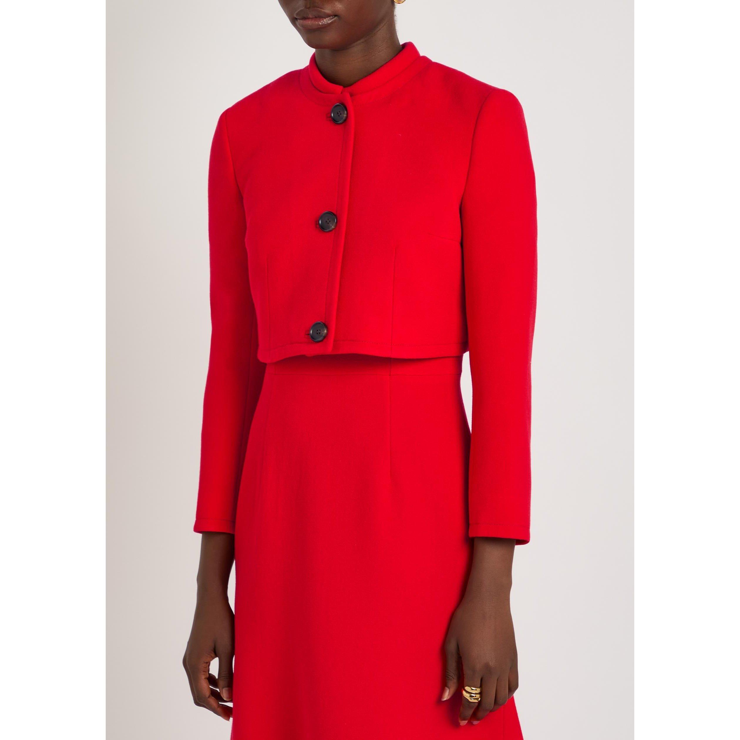 RED - Emilia Wickstead - Women's Lizette Wool Cropped Formal Jacket - 2