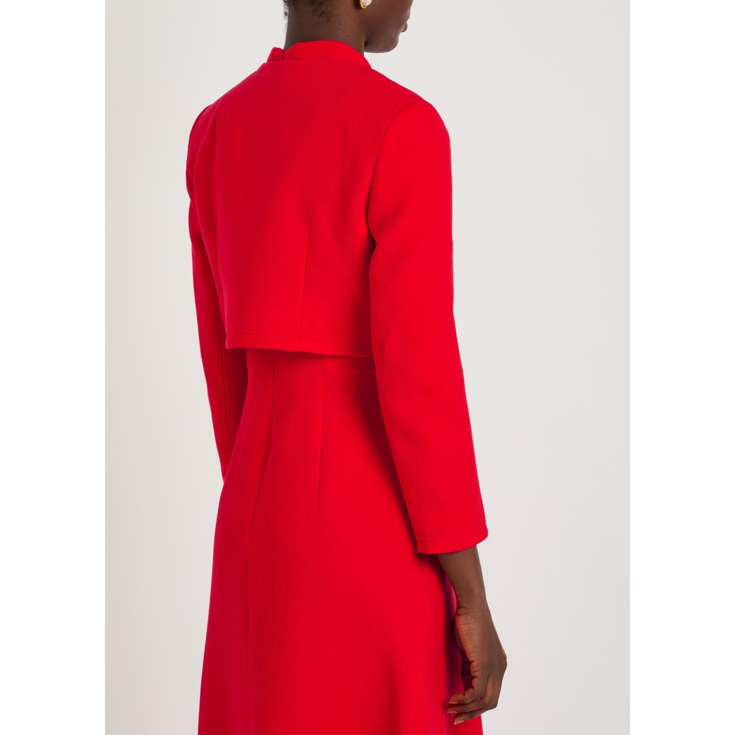 RED - Emilia Wickstead - Women's Lizette Wool Cropped Formal Jacket - 3