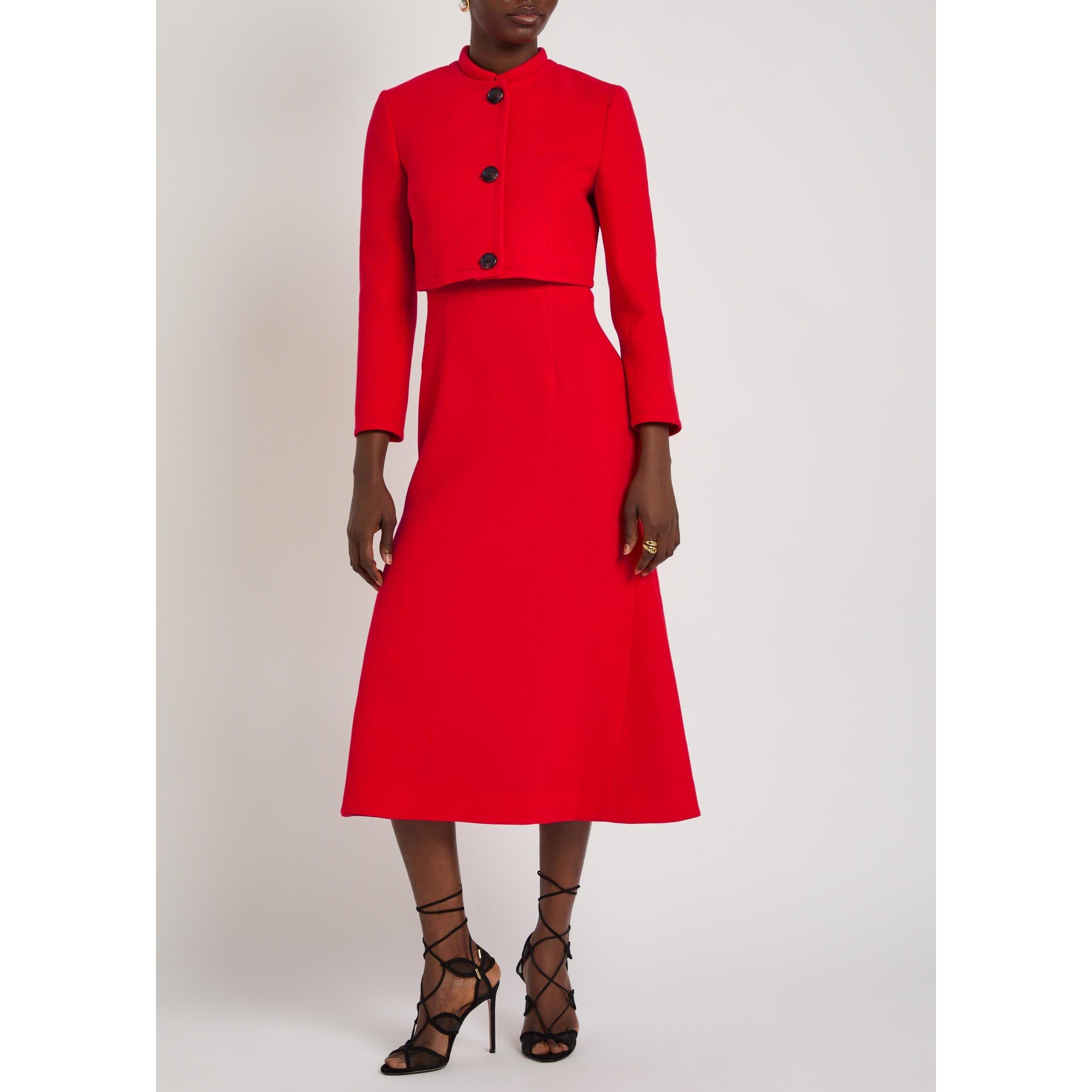 RED - Emilia Wickstead - Women's Lizette Wool Cropped Formal Jacket - 5